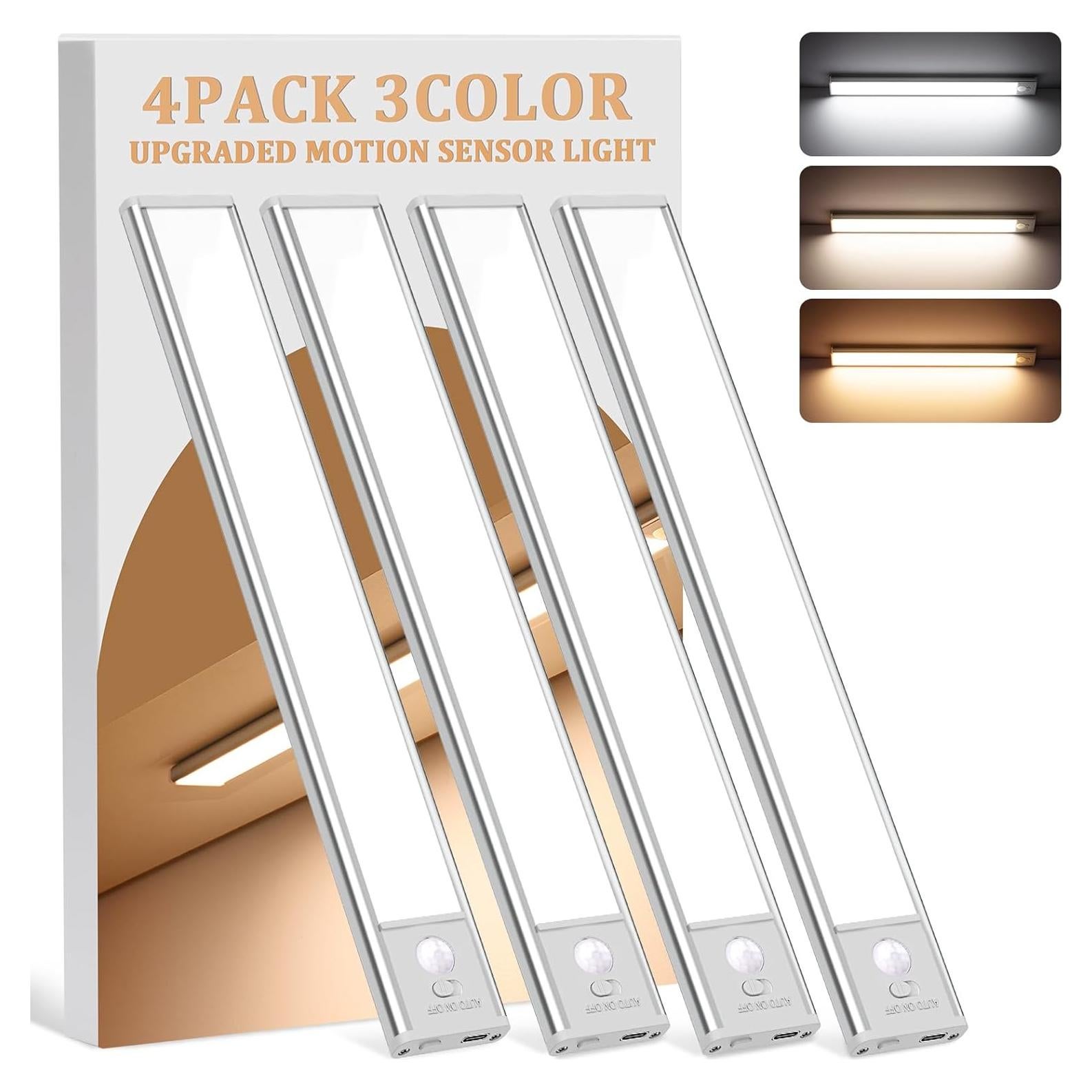 Luces Bajo Gabinete Inalámbricas LNRYY - 4 Piezas LED con Sensor