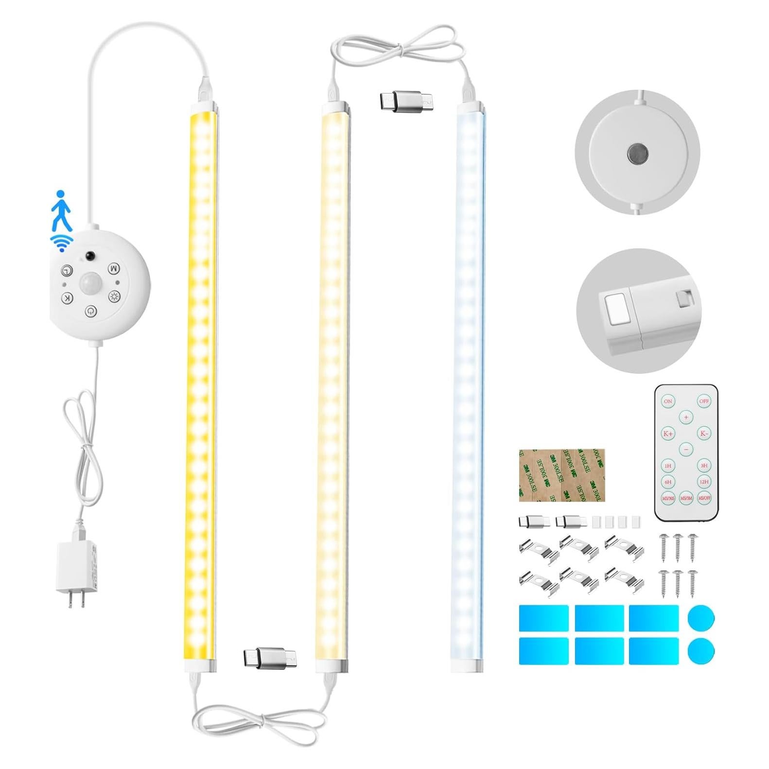 Barra de luz LED bajo gabinete THLITURE 3Pack, 12W, control remoto