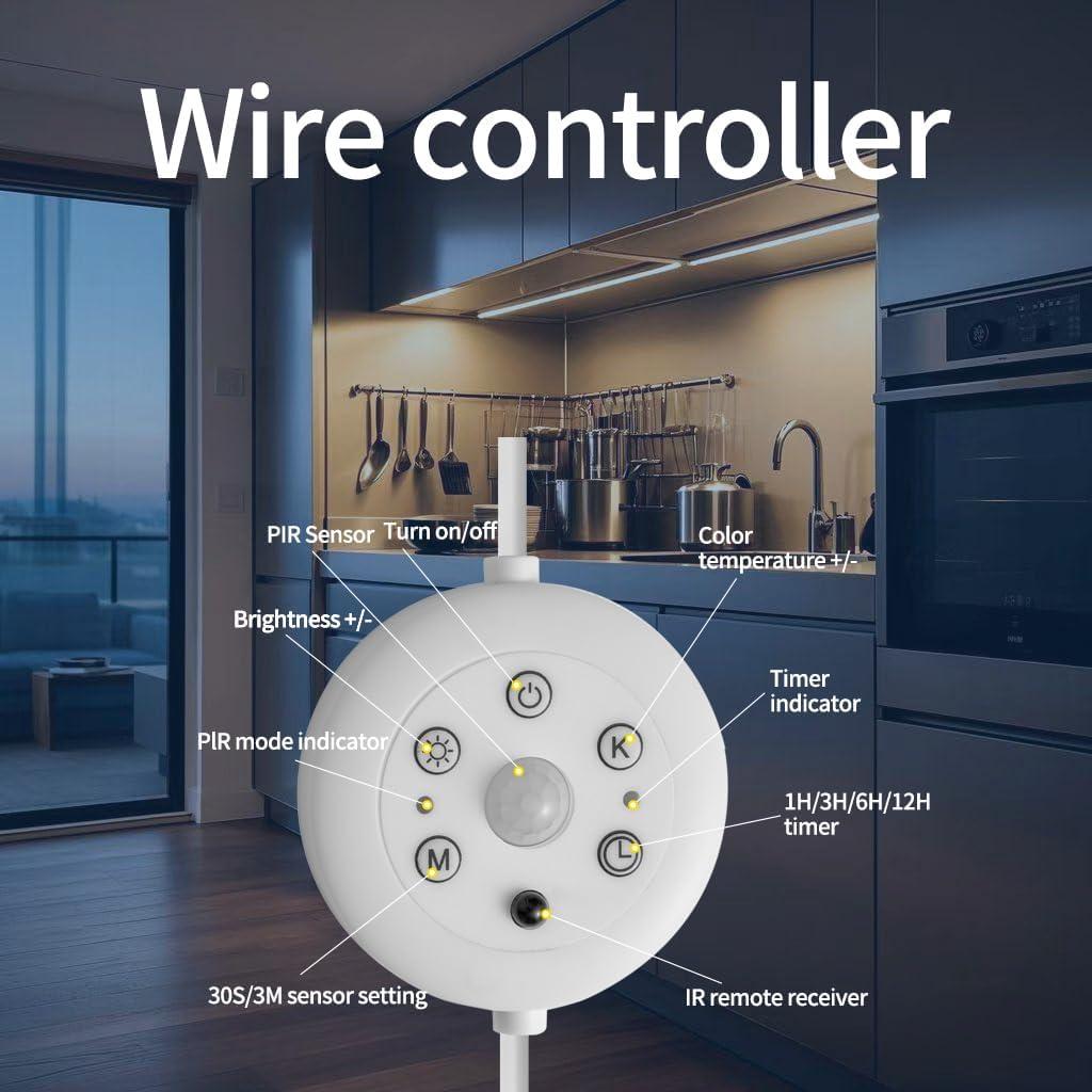 Barra de luz LED bajo gabinete THLITURE 3Pack, 12W, control remoto