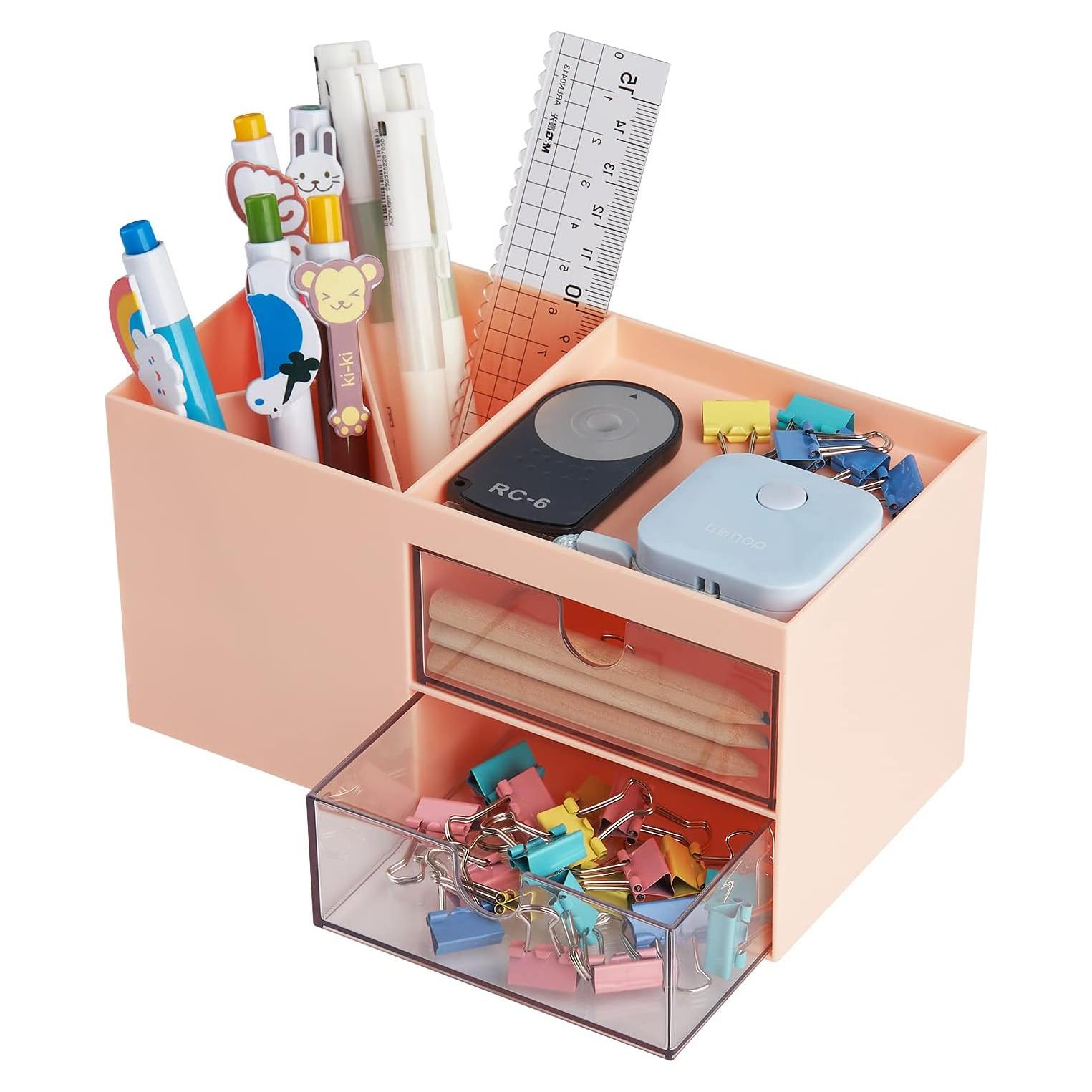 Organizador de Escritorio LETURE Rosa con Cajón 6 Compartimentos