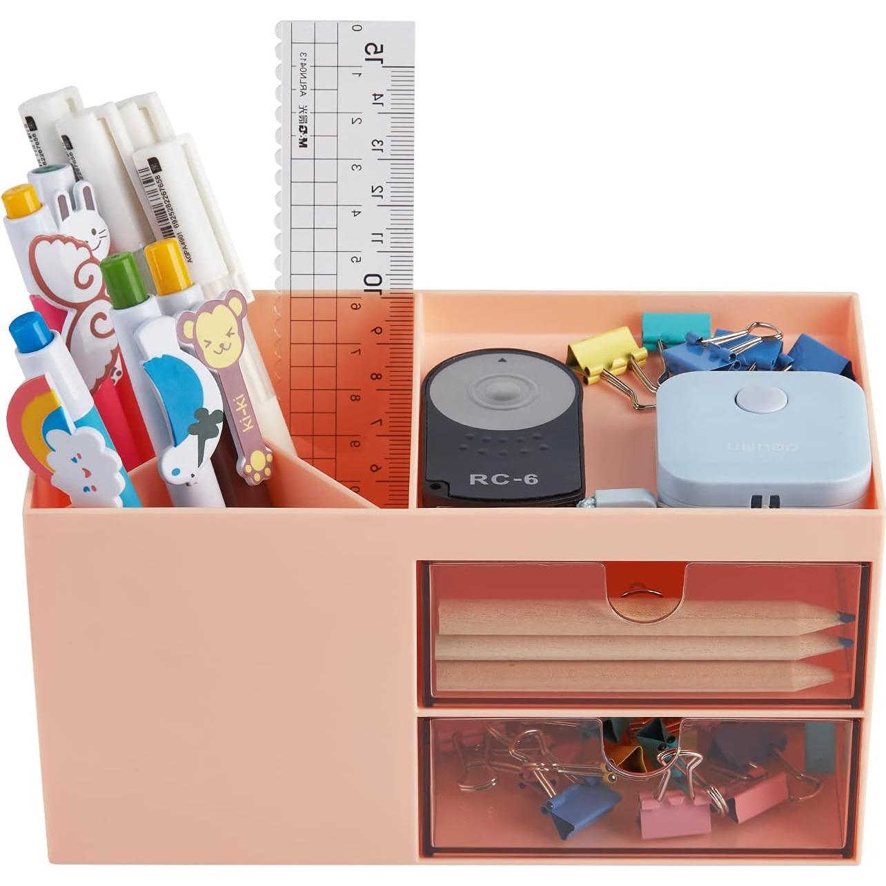 Organizador de Escritorio LETURE Rosa con Cajón 6 Compartimentos