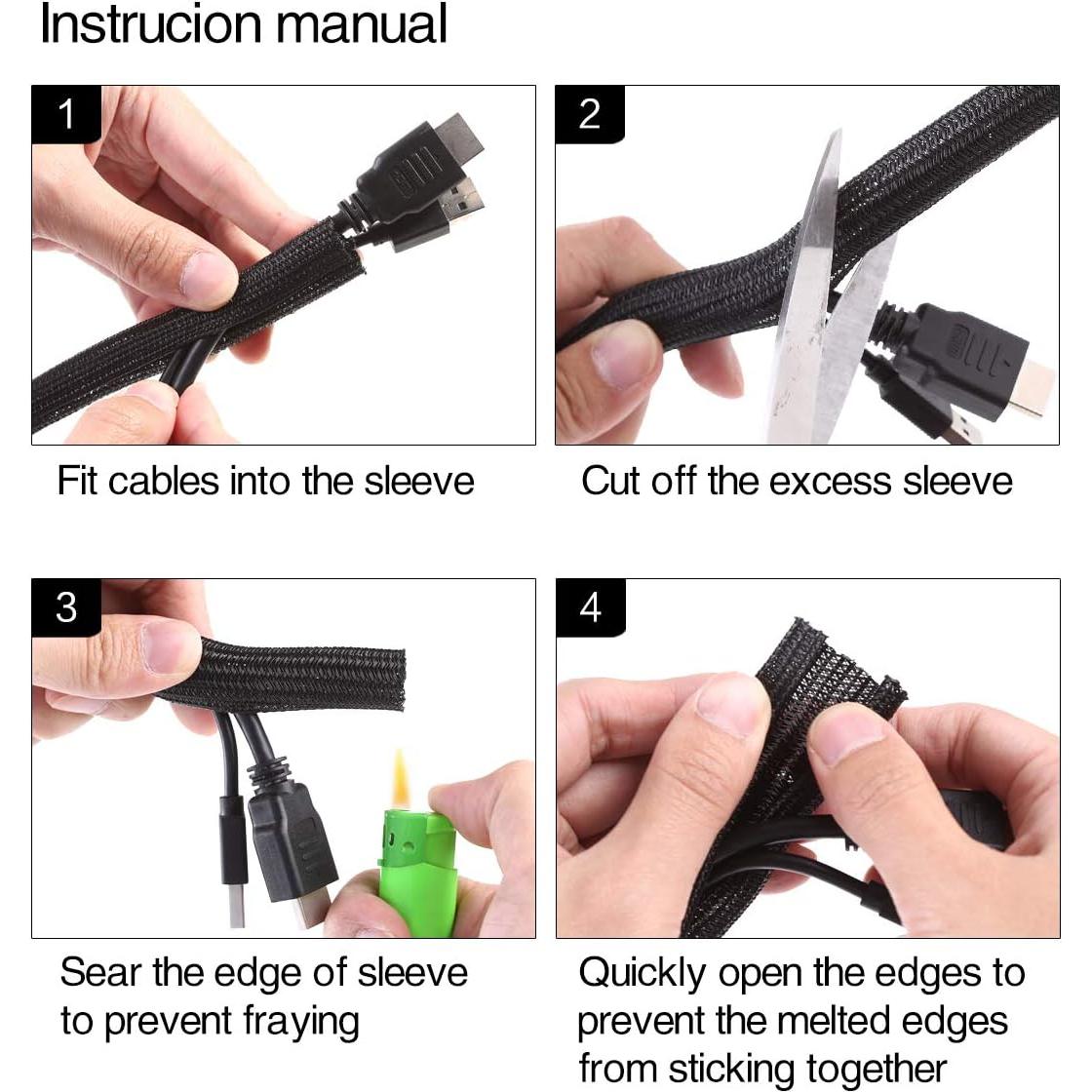 Manga de Gestión de Cables Keco 3.05m 1/2" Negro