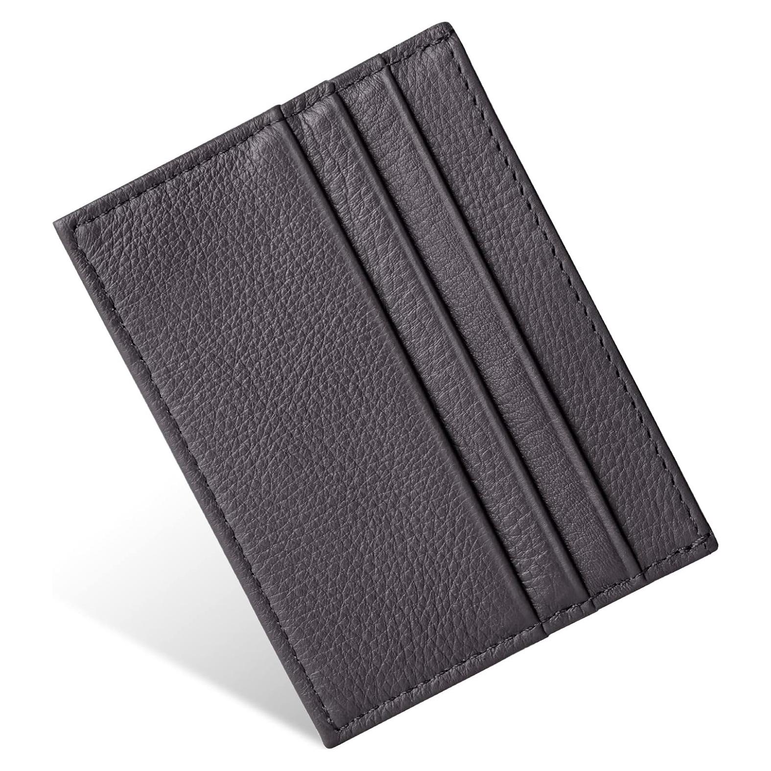 Billetera de Cuero Ultra Delgado URAQT con Bloqueo RFID - Marrón