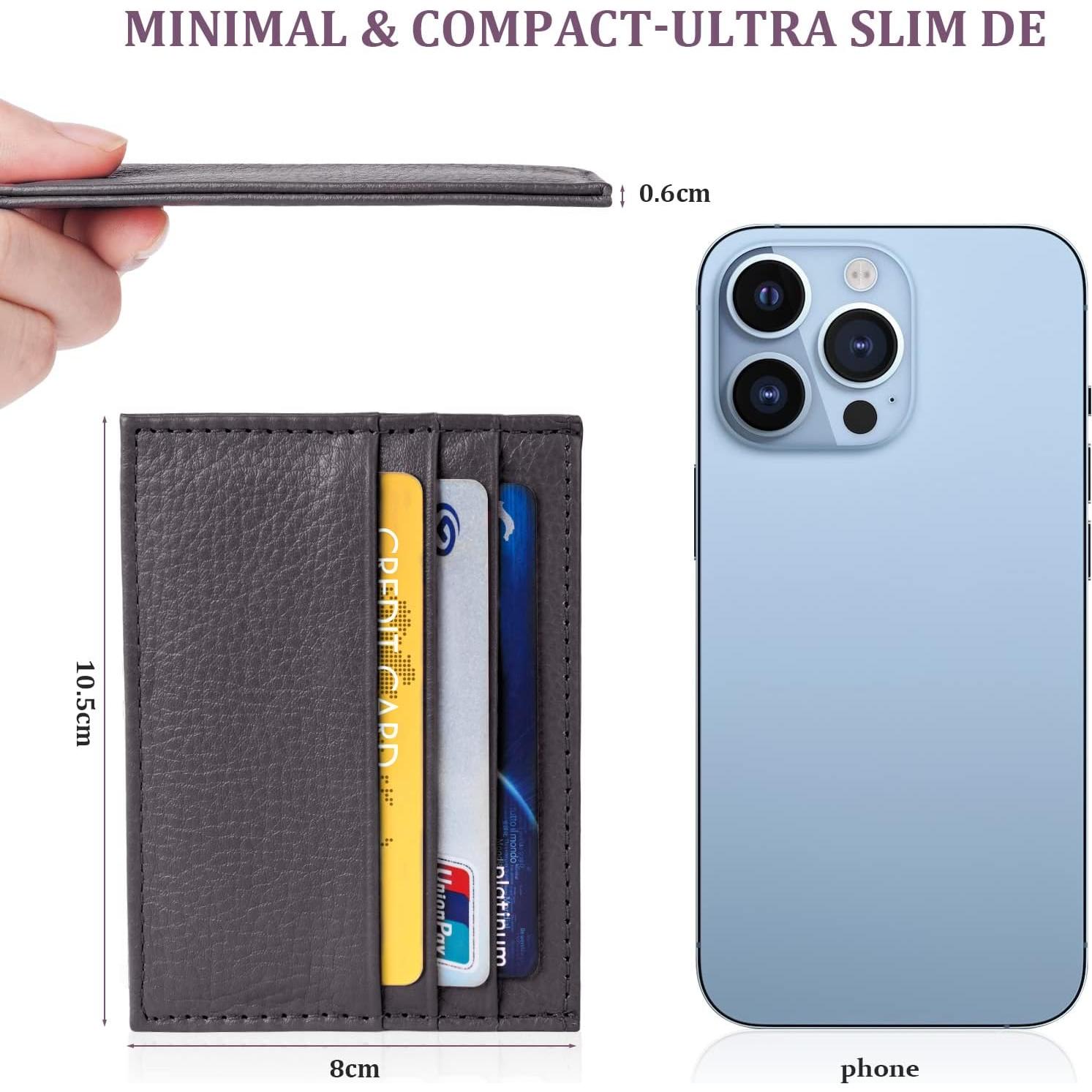 Billetera de Cuero Ultra Delgado URAQT con Bloqueo RFID - Marrón