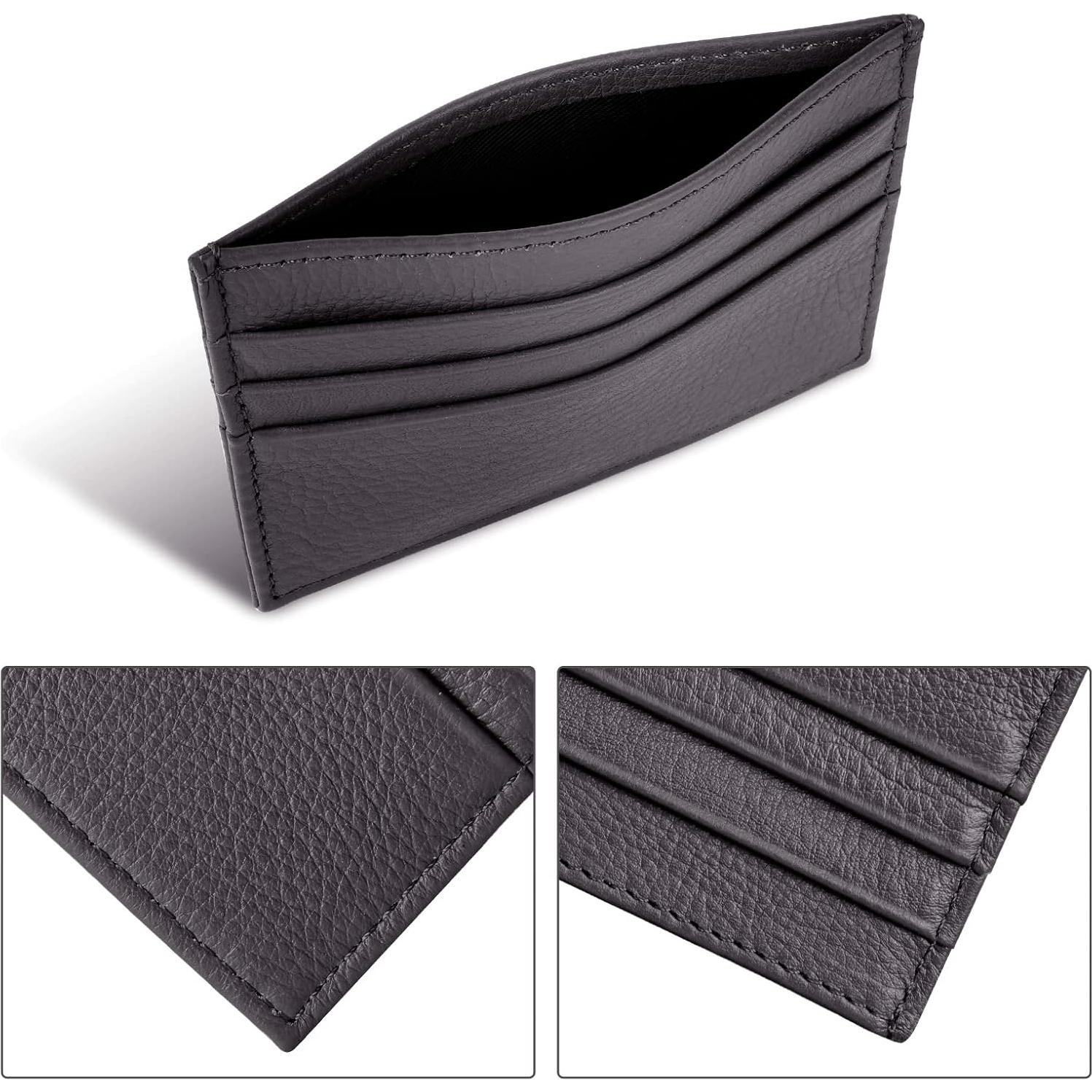 Billetera de Cuero Ultra Delgado URAQT con Bloqueo RFID - Marrón