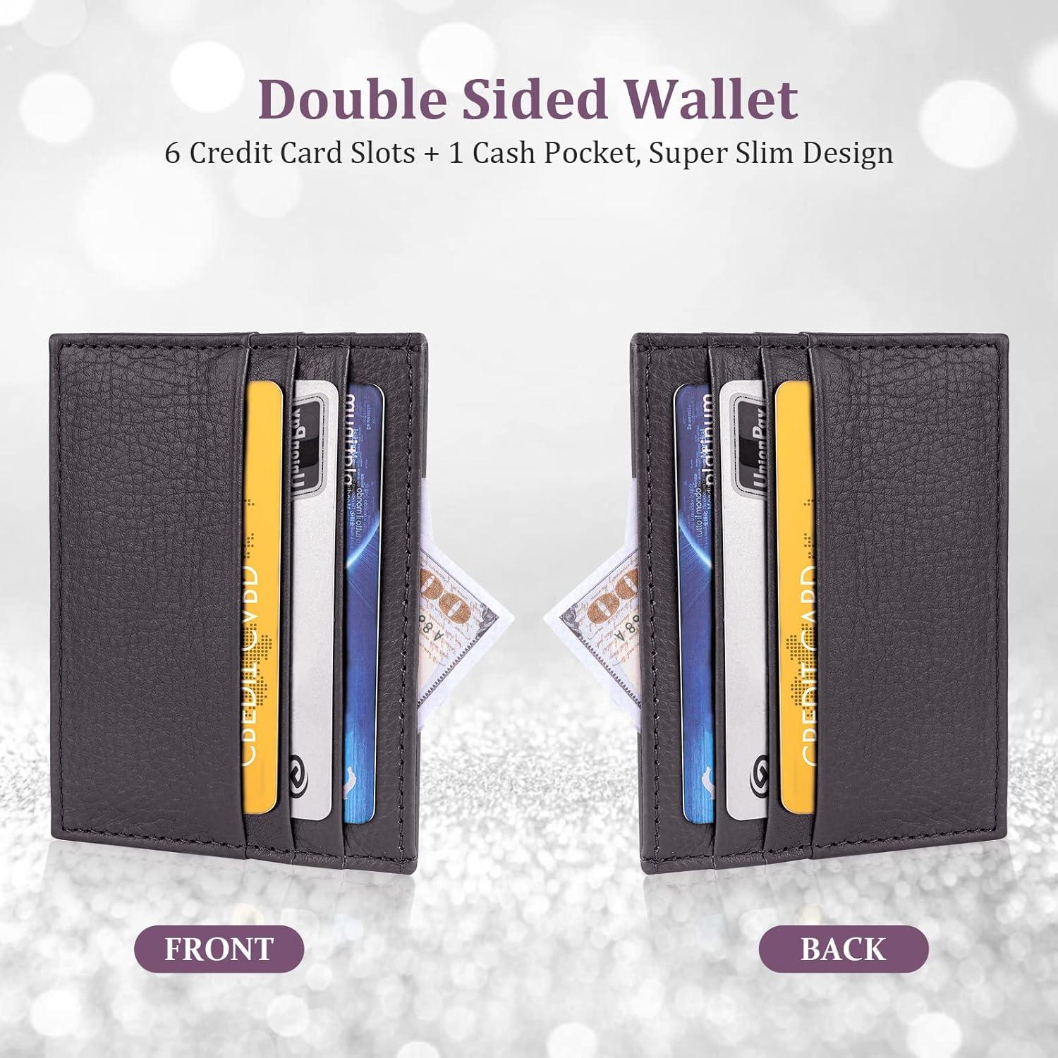 Billetera de Cuero Ultra Delgado URAQT con Bloqueo RFID - Marrón