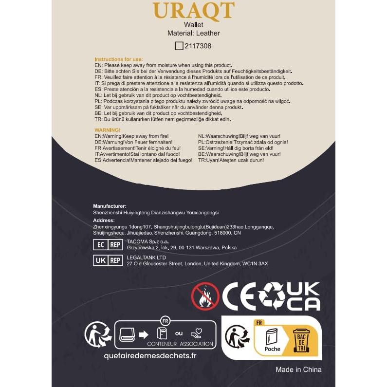 Billetera de Cuero Ultra Delgado URAQT con Bloqueo RFID - Marrón