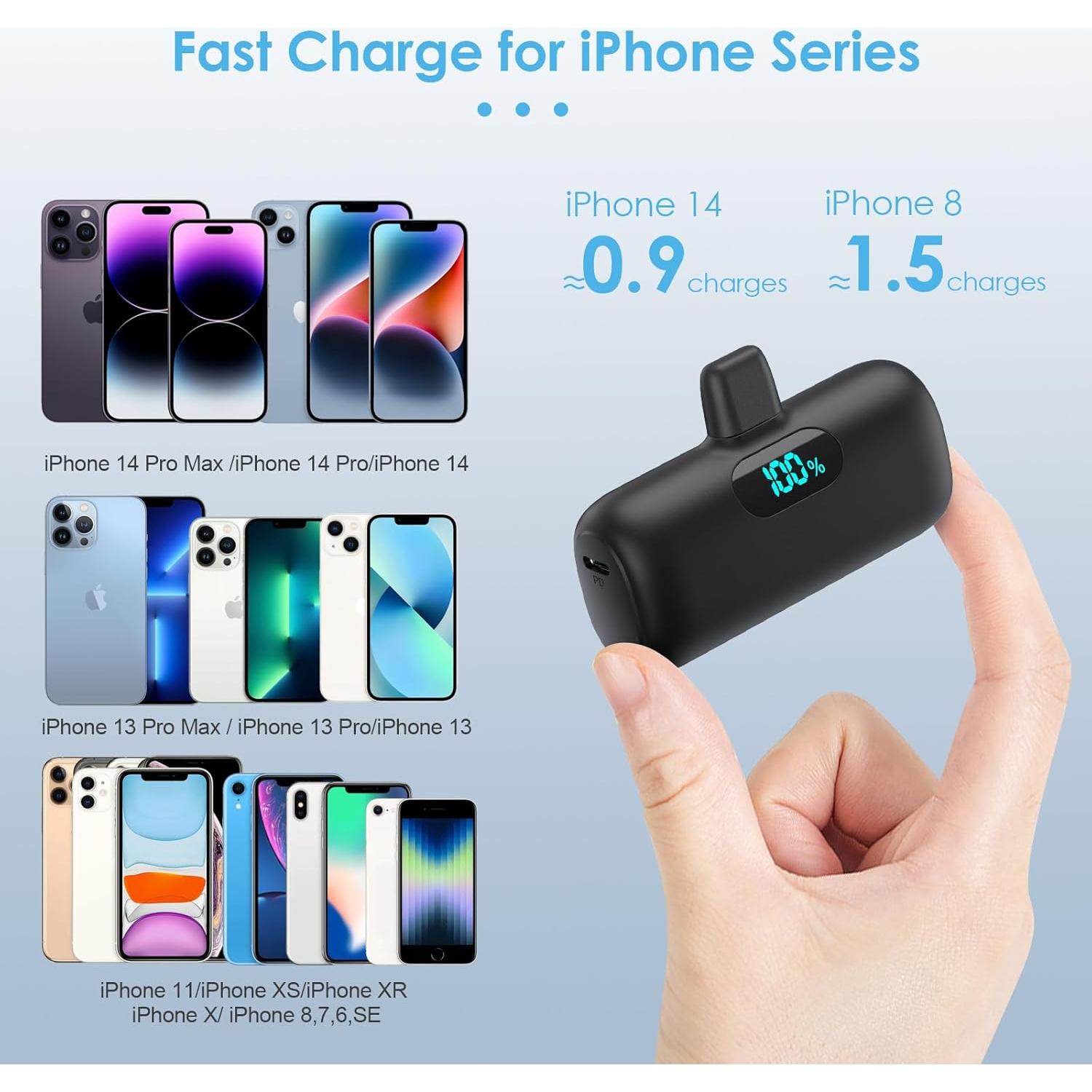 Cargador Portátil Mini 5000mAh para iPhone - 2 Pack