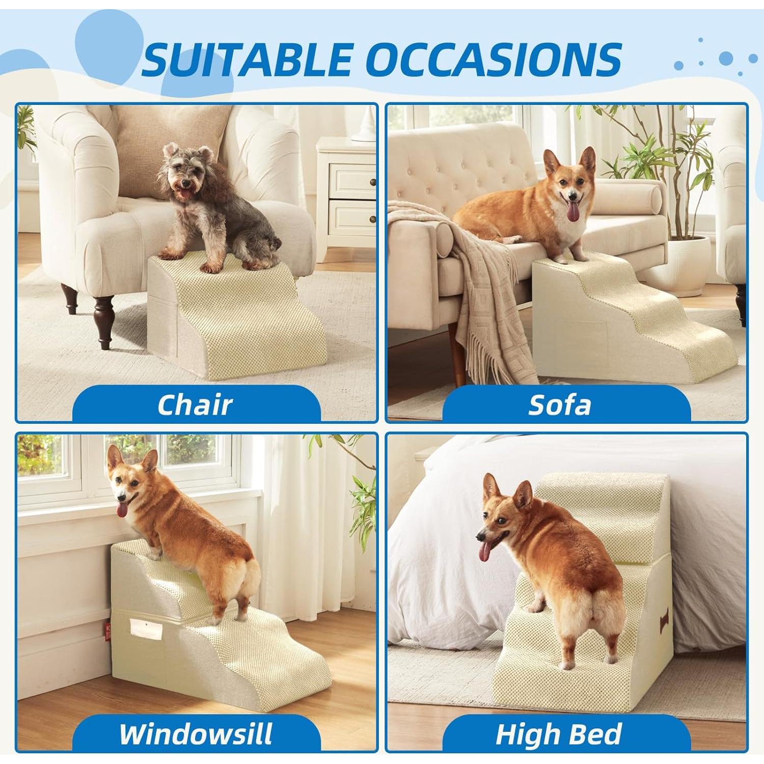 Escalones para Perros Nordjager 3 Pasos Antideslizantes Beige