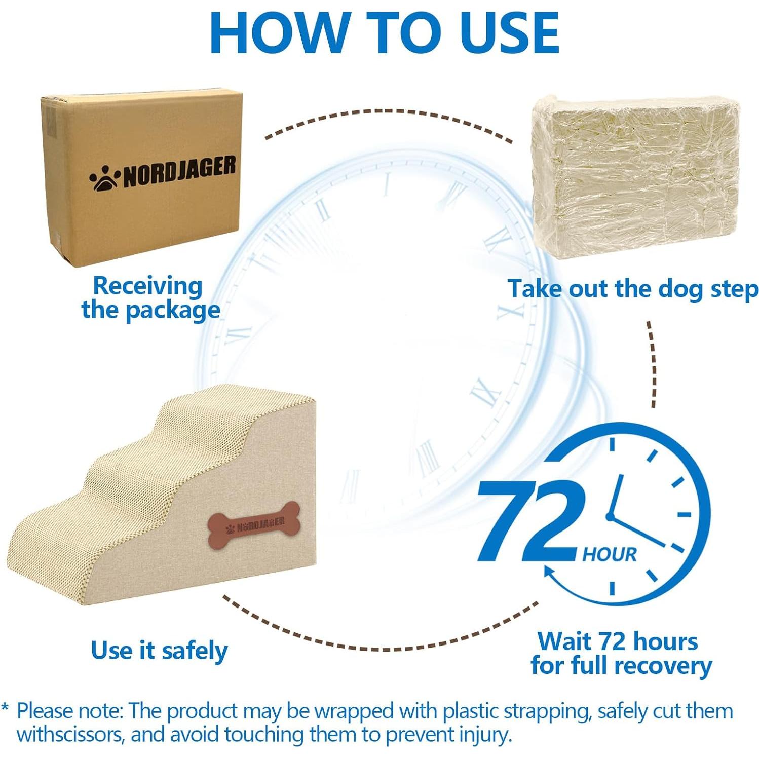 Escalones para Perros Nordjager 3 Pasos Antideslizantes Beige