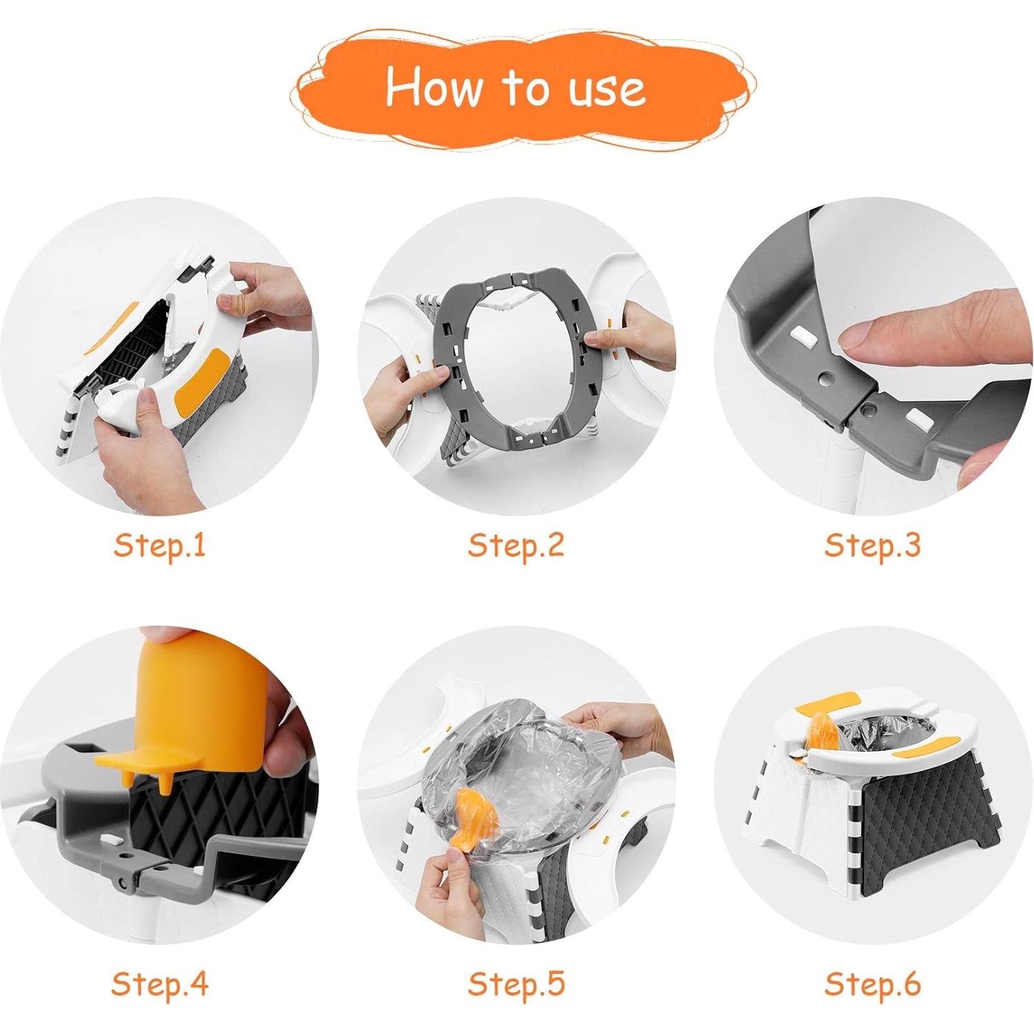 Asiento de Inodoro Portátil YUNHECAM para Bebés con 60 Bolsas