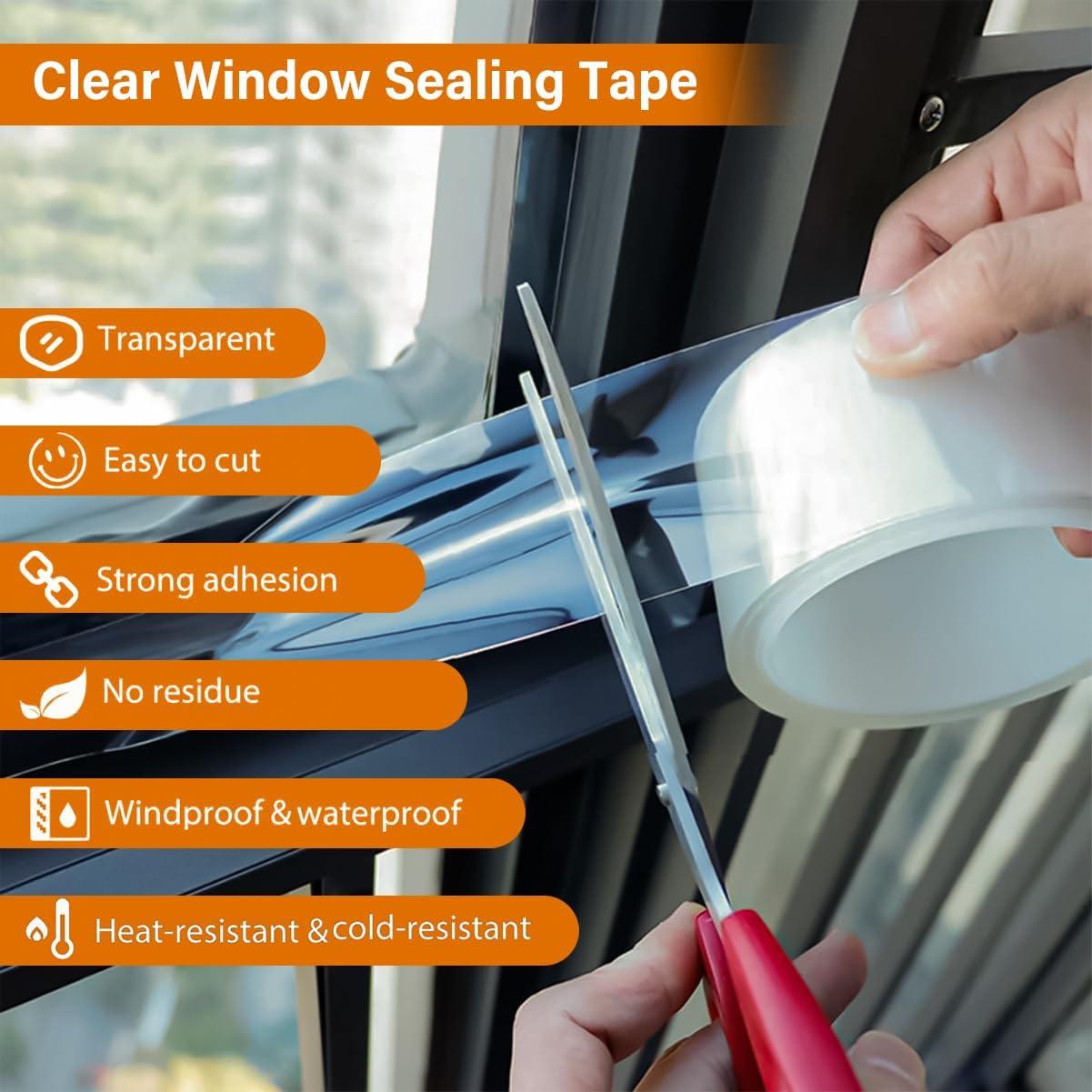 Cinta de Sellado de Ventanas ZLQHHYL 4.88 m Transparente Sin Residuo