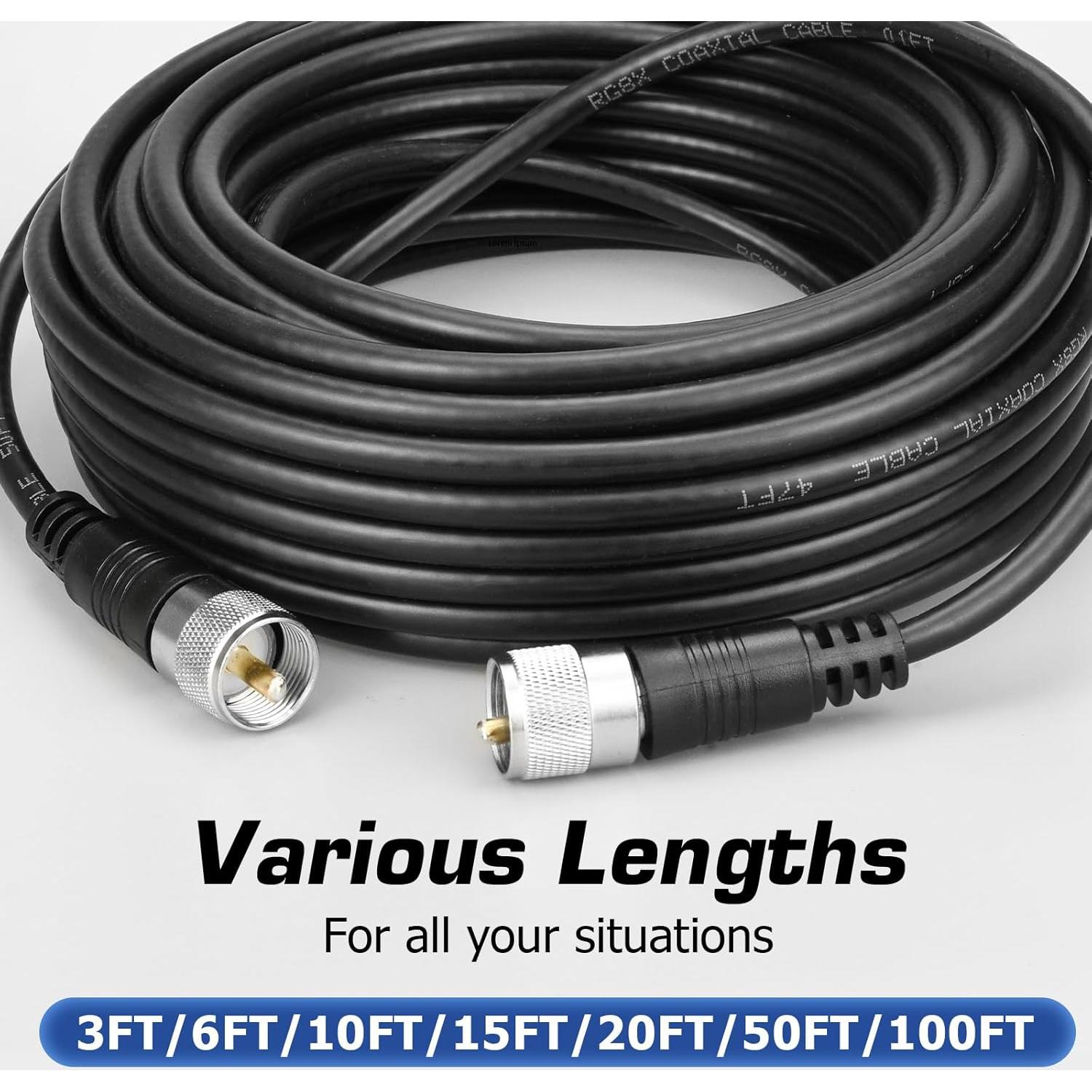 Cable Coaxial RG8X 0.91m RFAdapter PL259 Macho a Macho 50 Ohm