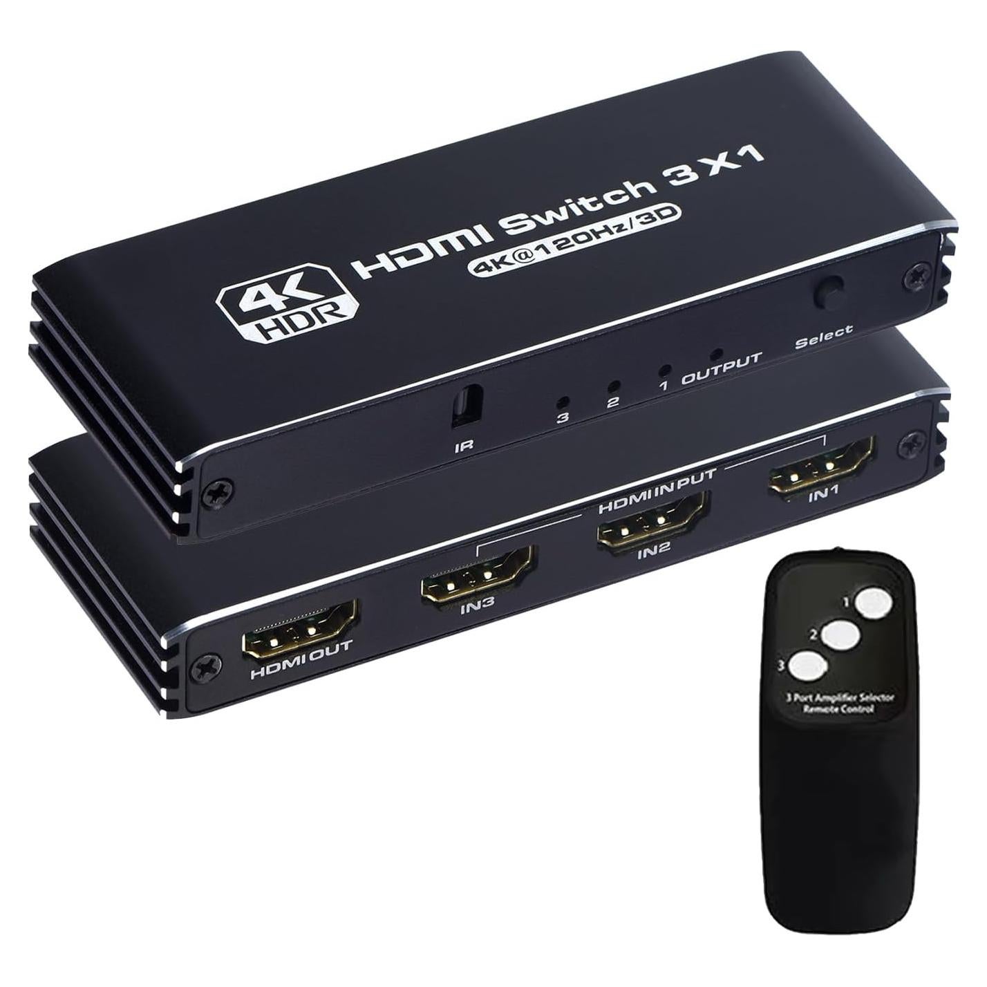 Conmutador HDMI 3x1 Anber-Tech 4K 120Hz con Control Remoto