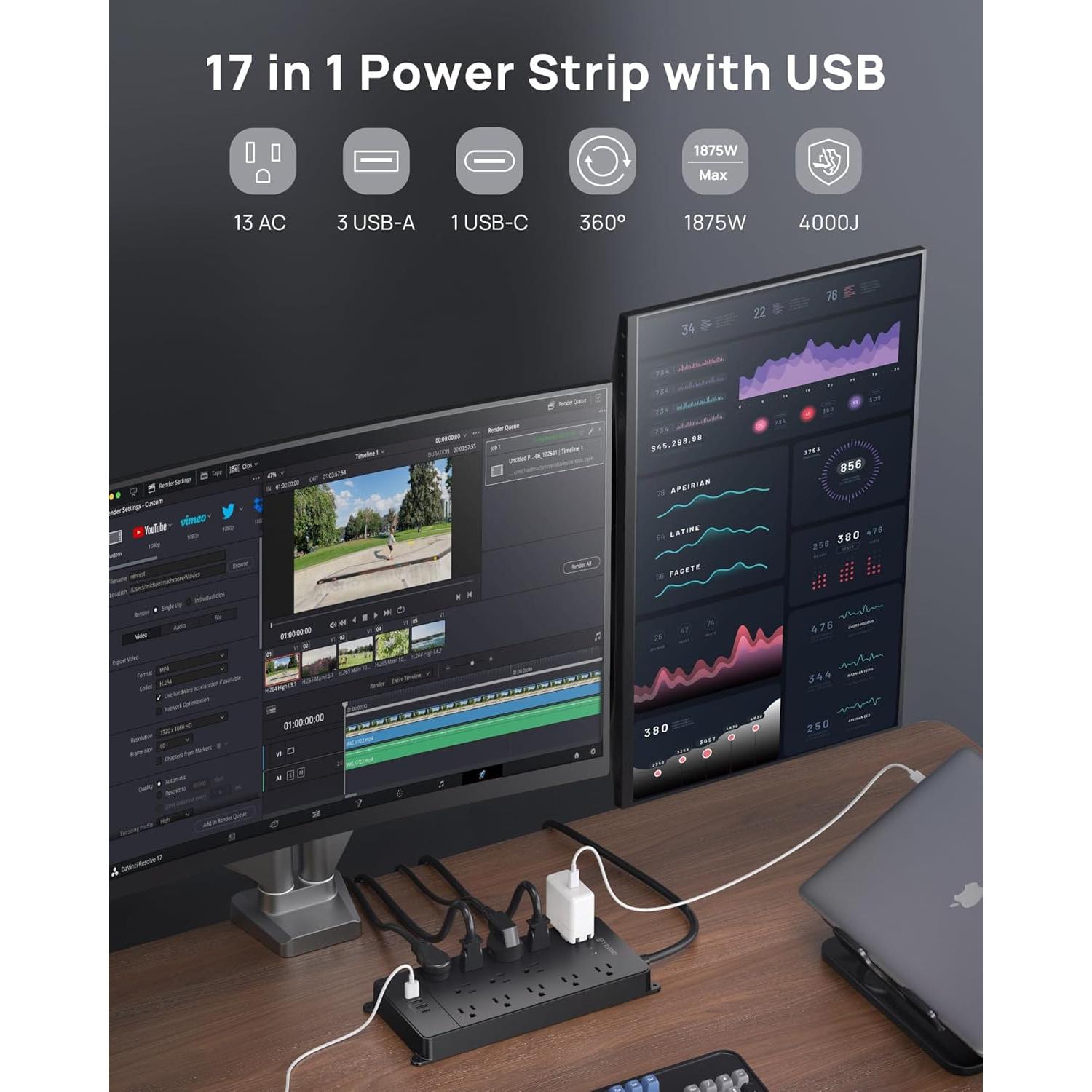 Regleta de Protección TROND Prime V 13 Salidas AC USB 4000J