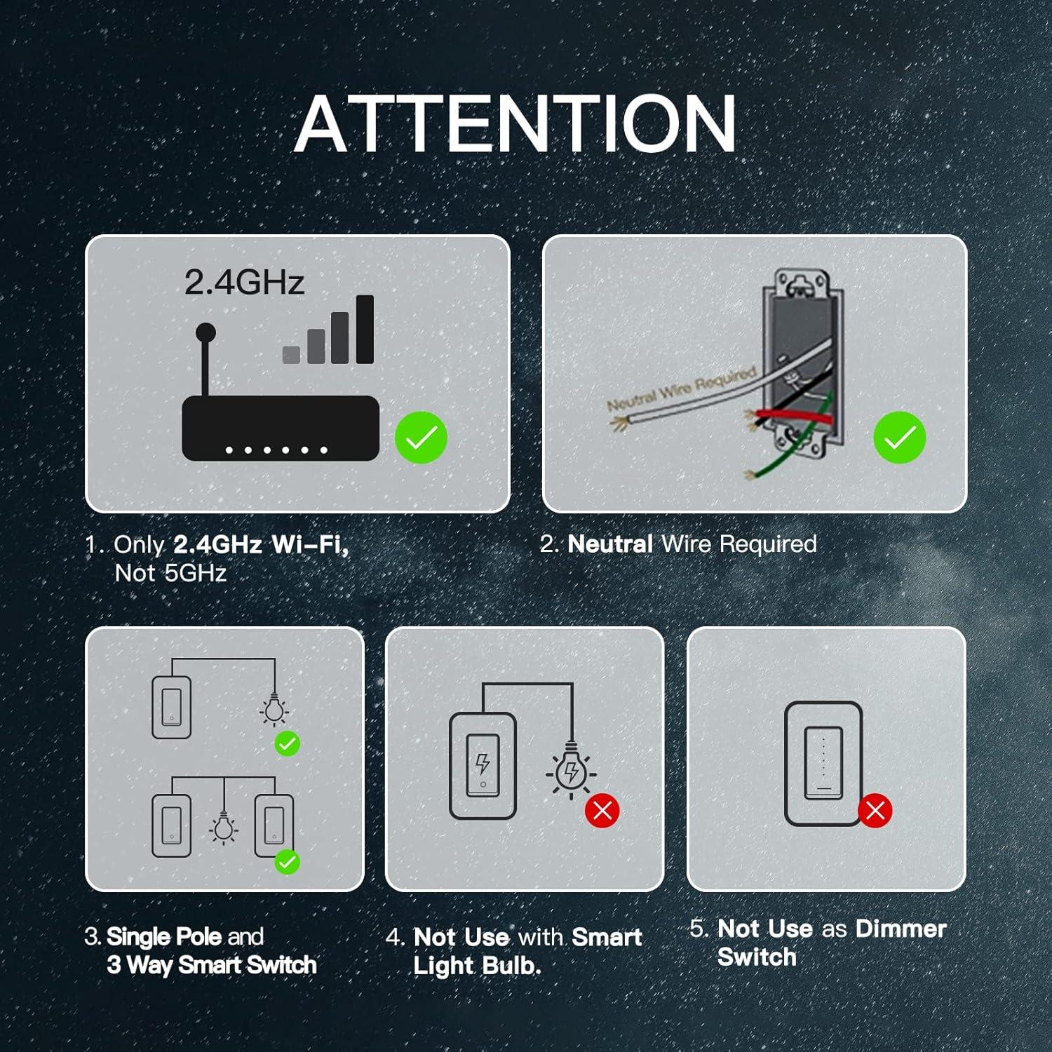 Interruptor de Luz Inteligente MoesGo WiFi 2.4GHz Blanco 1 Gang