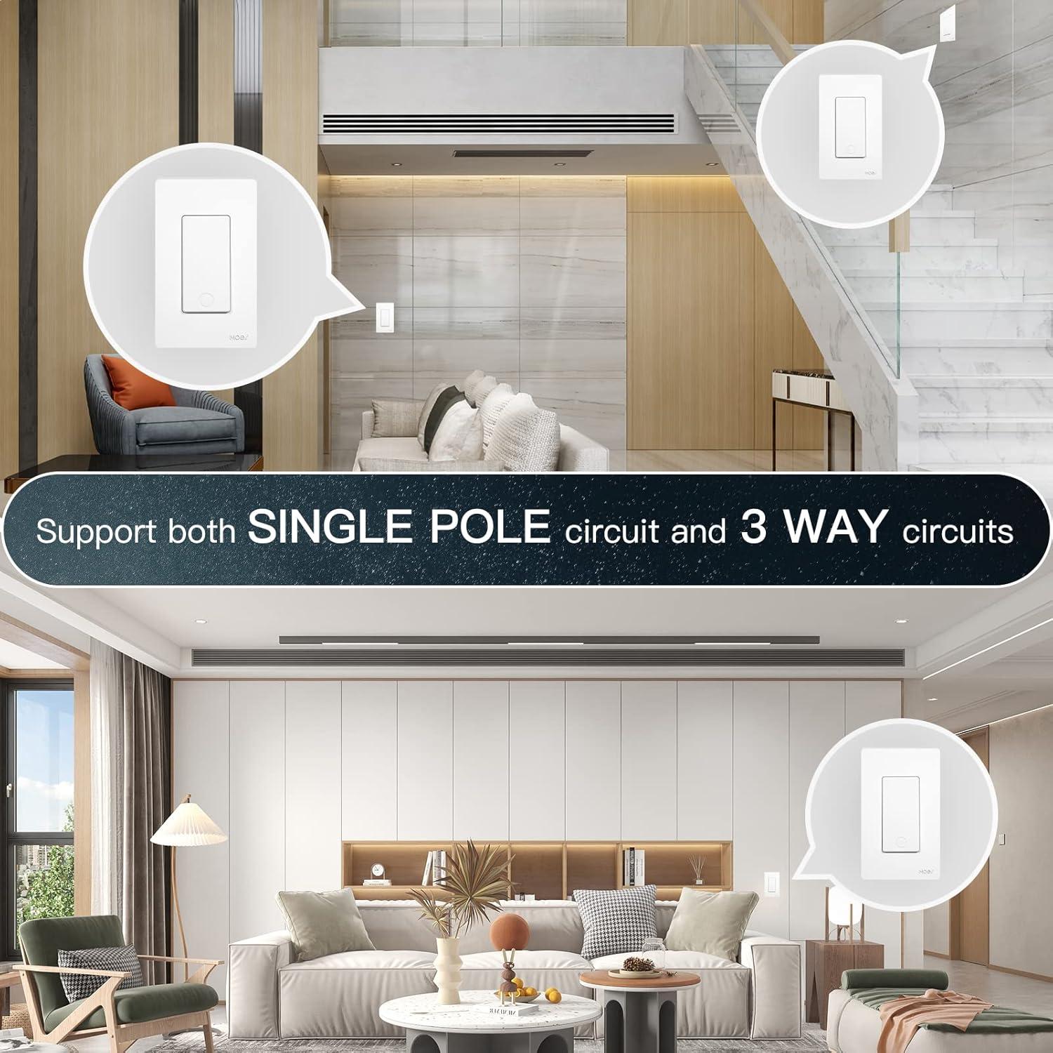 Interruptor de Luz Inteligente MoesGo WiFi 2.4GHz Blanco 1 Gang