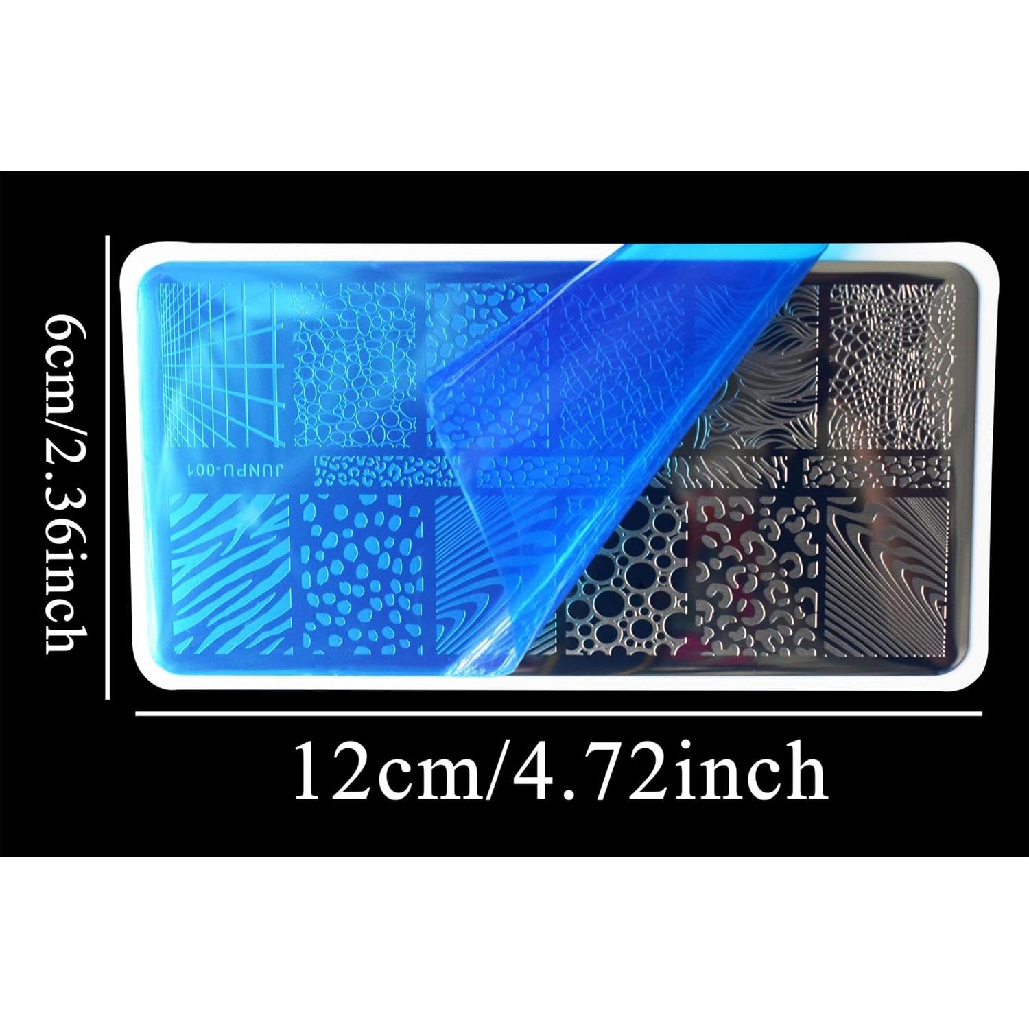 Set de 3 Placas de Estampado de Uñas JUNPU 12x6cm Geométricas