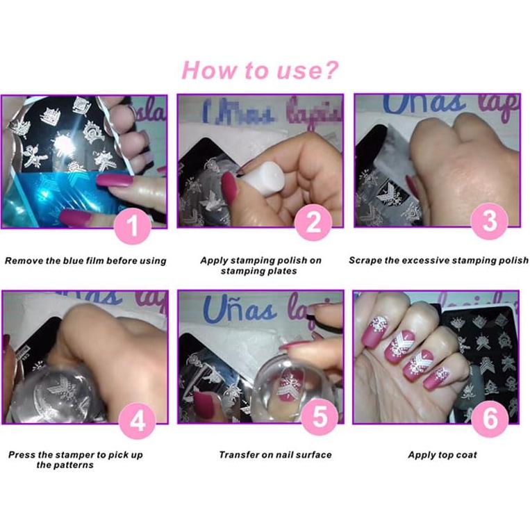 Set de 3 Placas de Estampado de Uñas JUNPU 12x6cm Geométricas