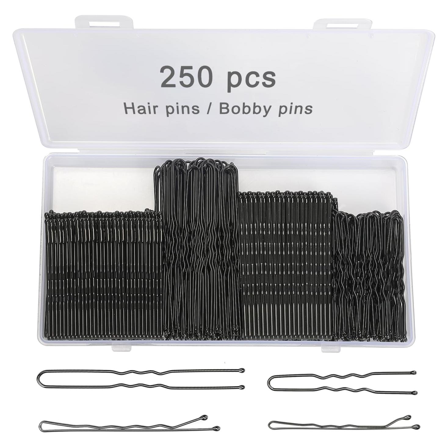 Kit de 250 Horquillas Negras Jelara con Caja de Almacenamiento