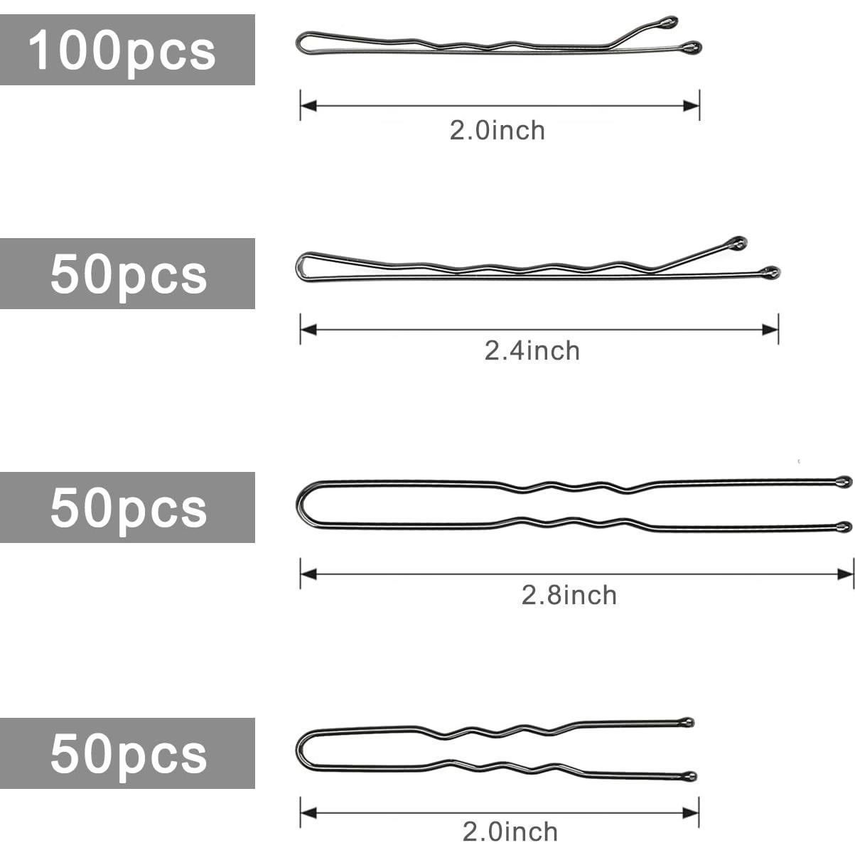 Kit de 250 Horquillas Negras Jelara con Caja de Almacenamiento