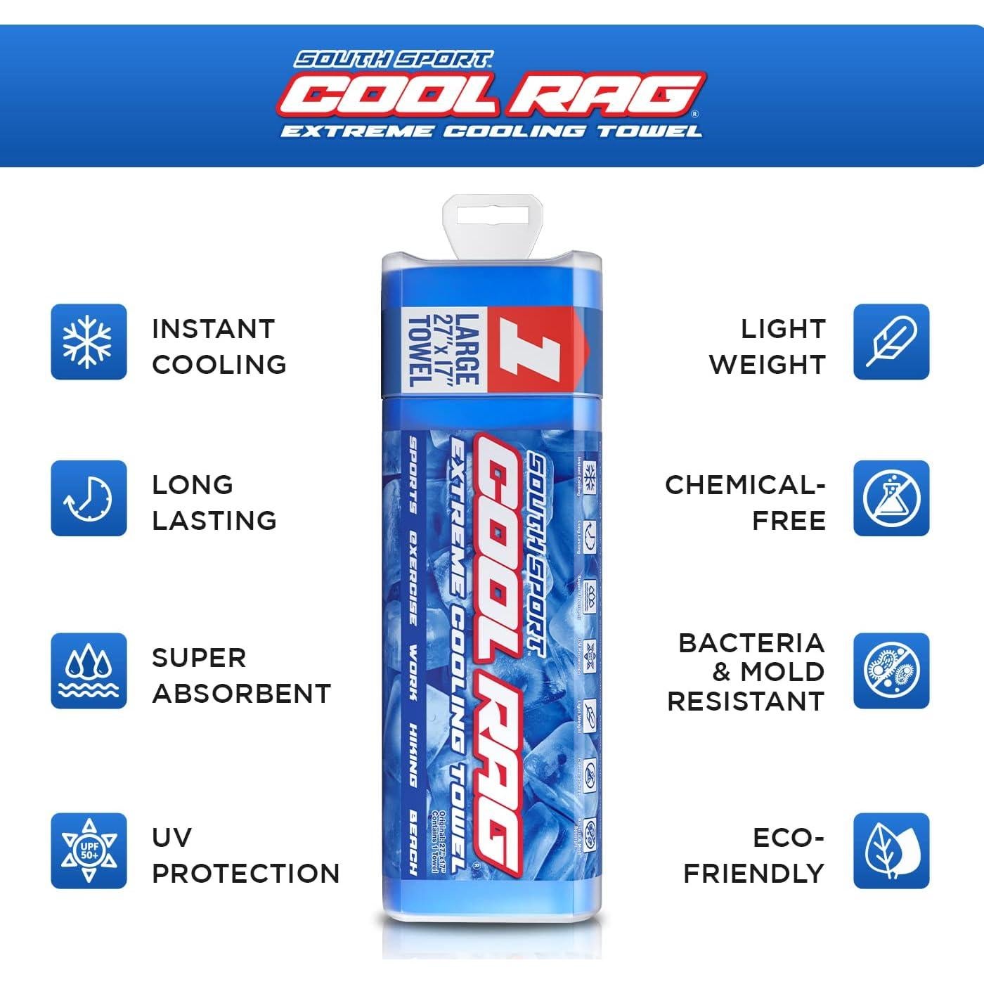 Toalla de Enfriamiento PVA South Sport Cool Rag Azul 68.5x43.2cm