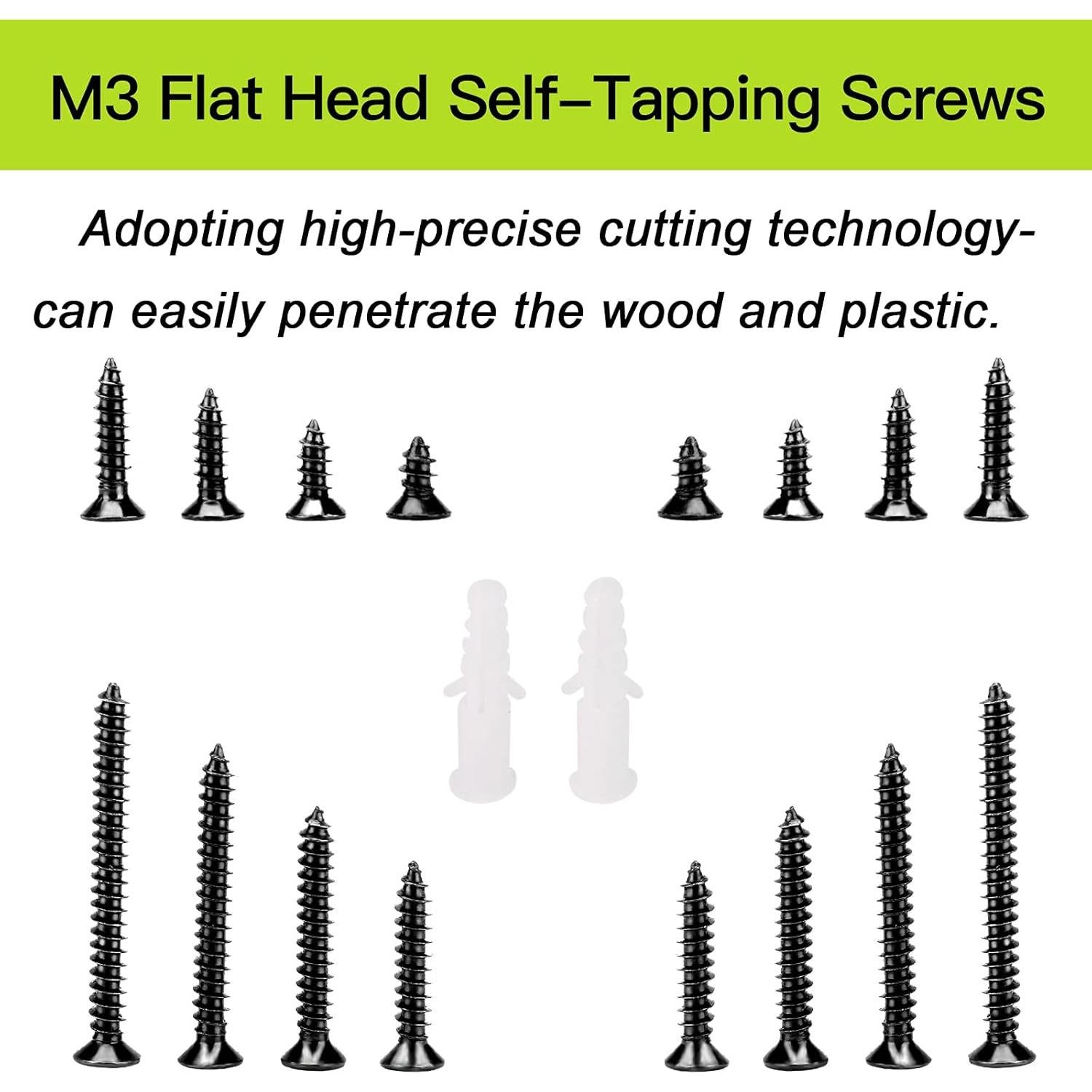 Kit de Tornillos Autoperforantes M3 JERLITU 420pcs Acero al Carbono