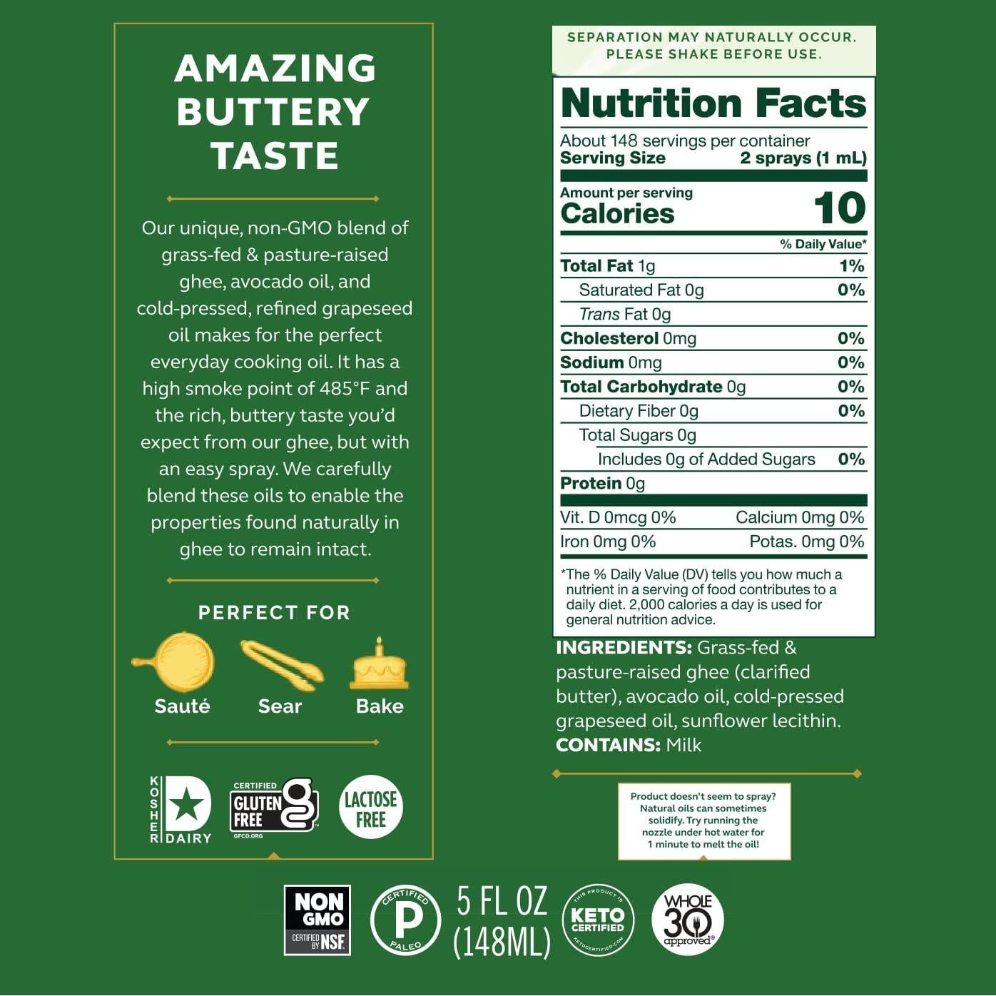 Ghee en Spray 4th & Heart 148ml Sin Lactosa Keto Paleo