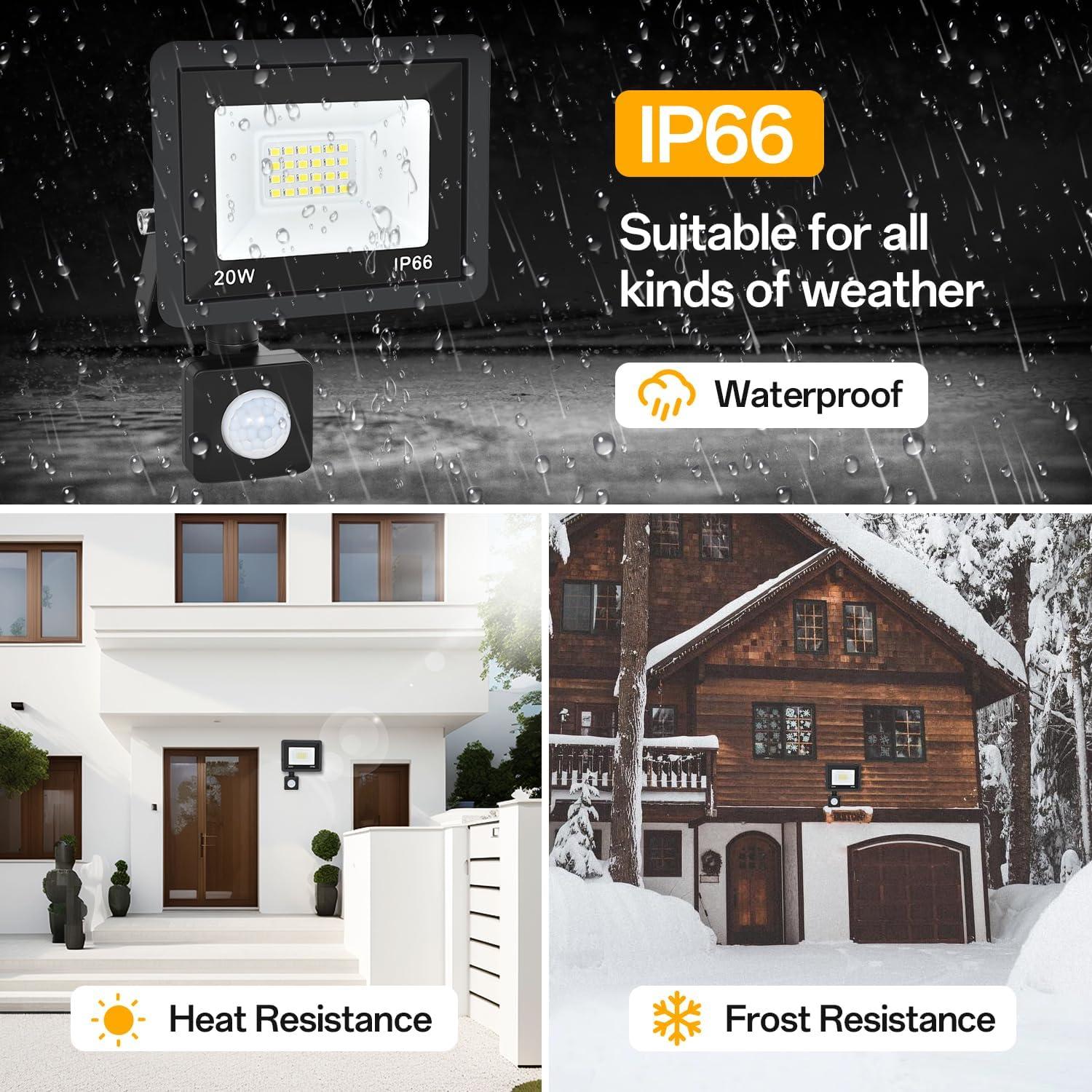 Luz de Inundación LED RERBIO 20W con Sensor de Movimiento IP66