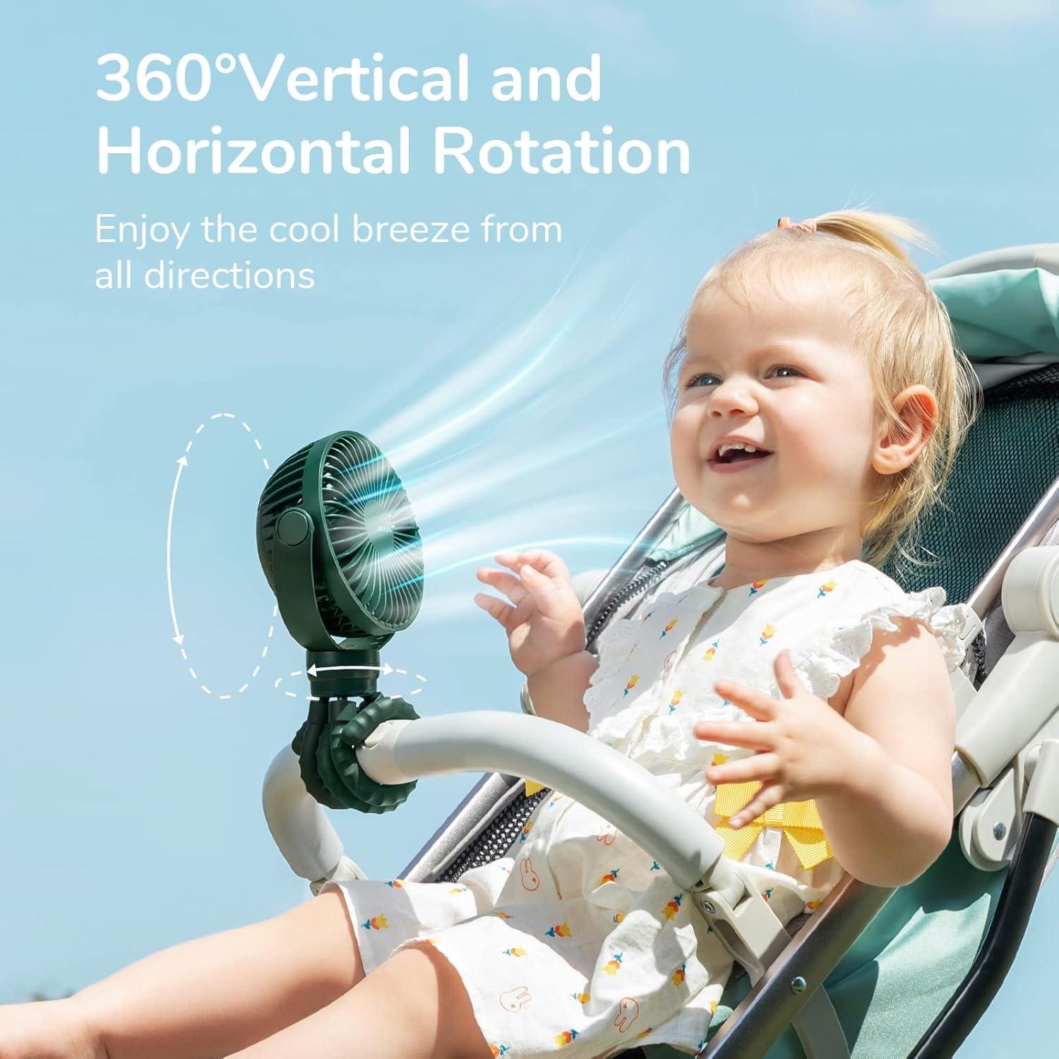 Ventilador Portátil JISULIFE Mini 4000mAh 4 Velocidades Verde