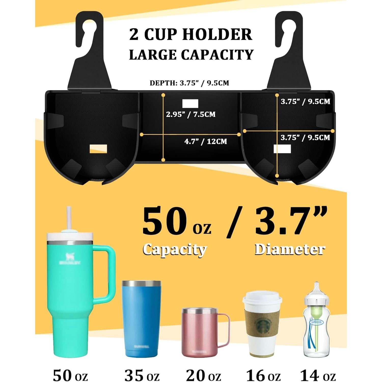 Organizador de Asiento de Auto JETOO con Soporte para 2 Tazas