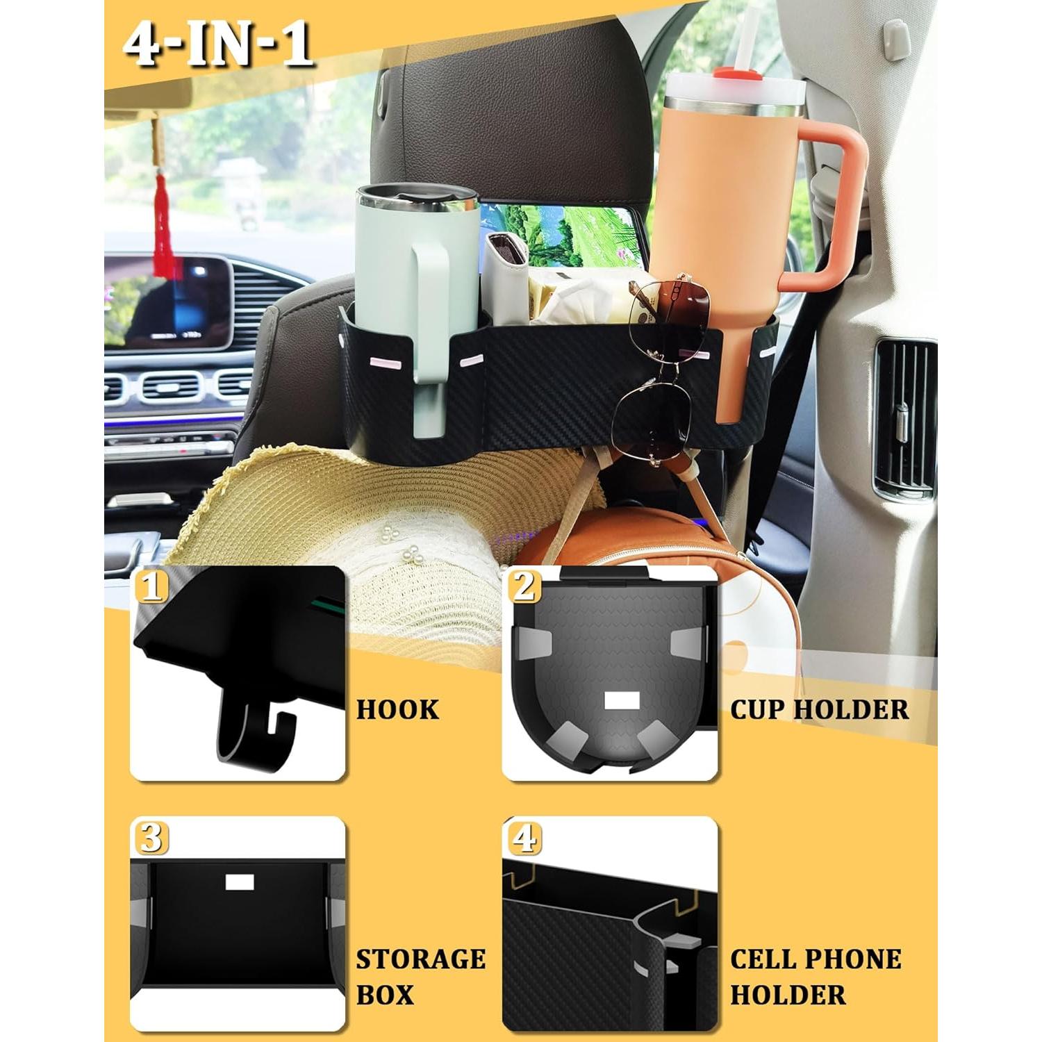Organizador de Asiento de Auto JETOO con Soporte para 2 Tazas
