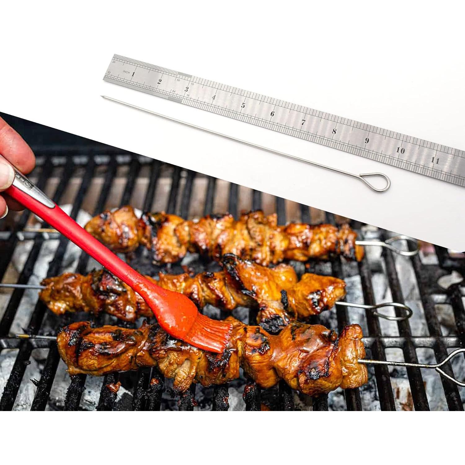 Pinchos de Barbacoa de Acero Inoxidable HONSHEN 25 cm 12 Pcs