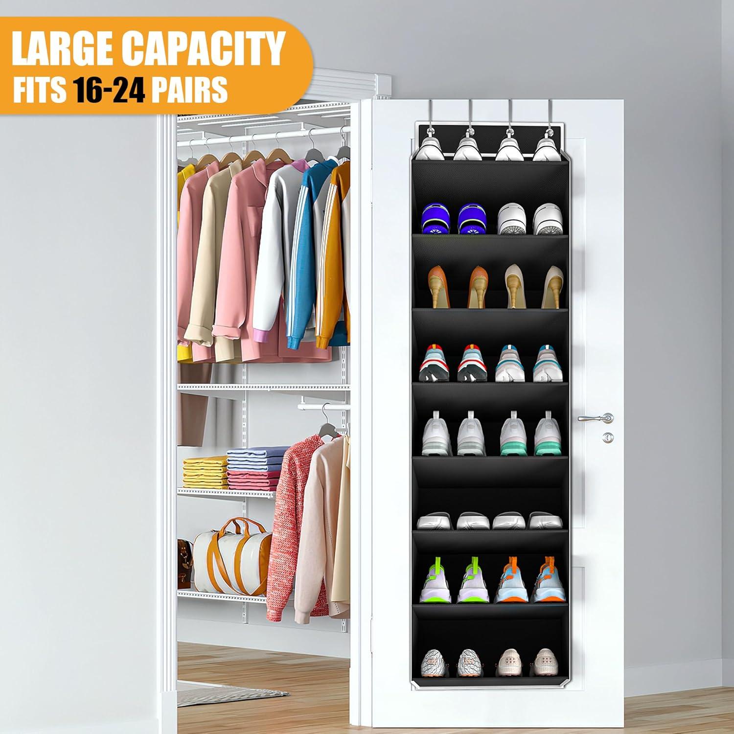 Organizador de Zapatos Sobre la Puerta KYEVIS Negro 16-24 Pares