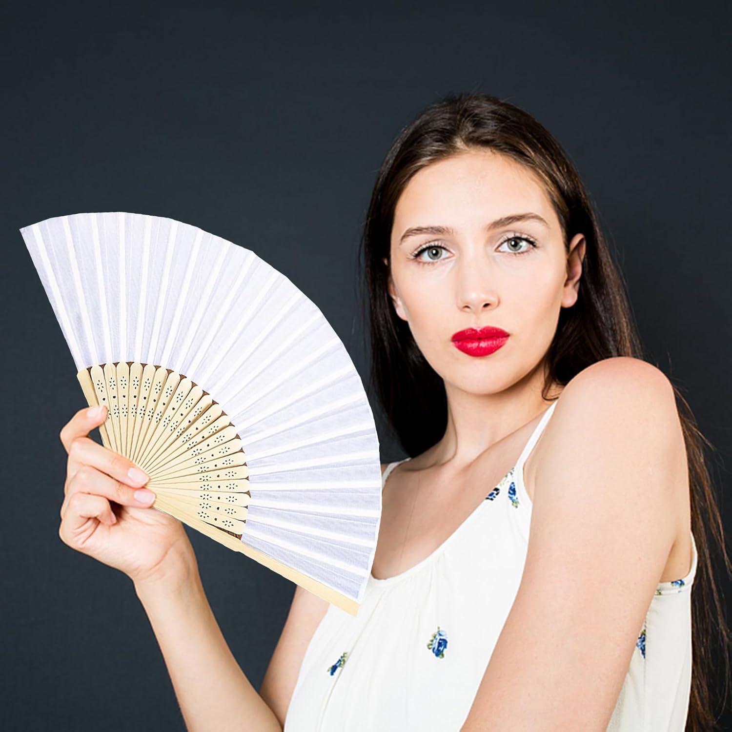 2 Pcs Abanicos Plegables Blancos JYSILIYH para Boda y DIY