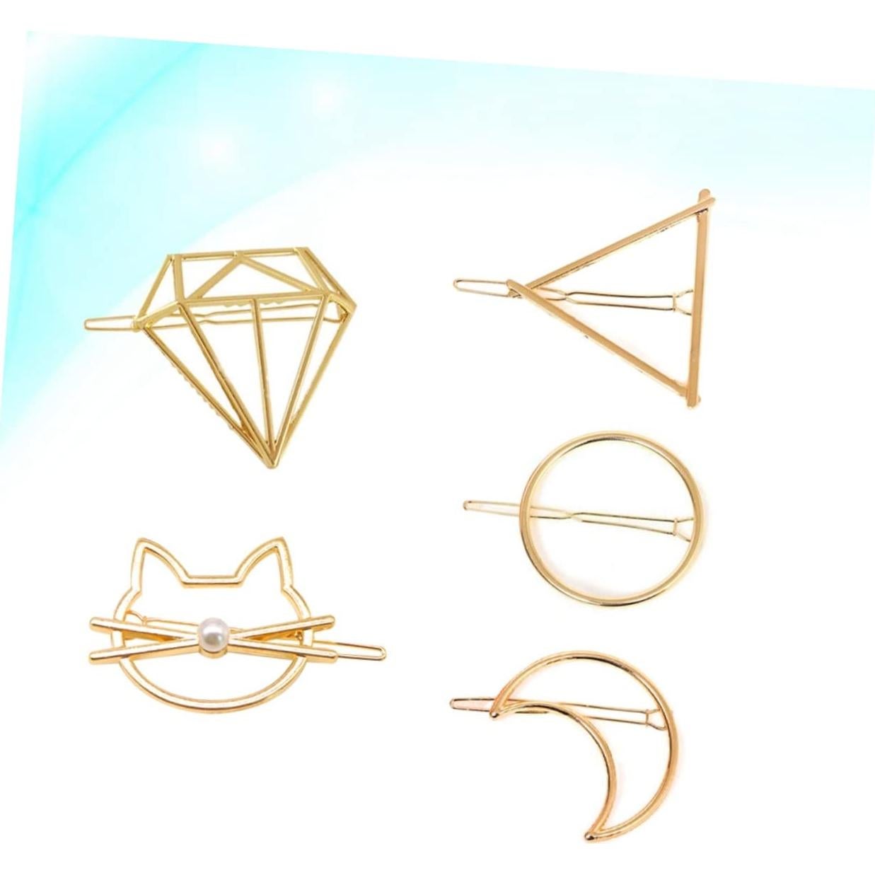 Pinzas de cabello geométricas Angoily - 5 unidades, aleación, minimalistas