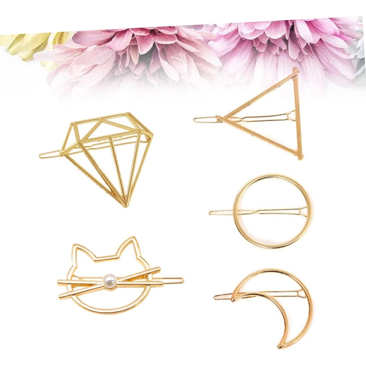 Pinzas de cabello geométricas Angoily - 5 unidades, aleación, minimalistas
