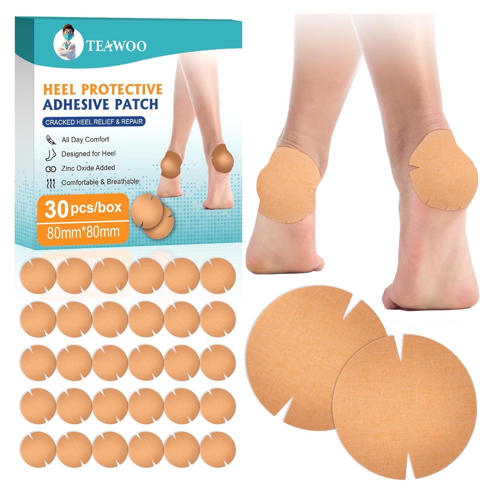 30 Parches Adhesivos TEAWOO para Talones Agrietados 80mm