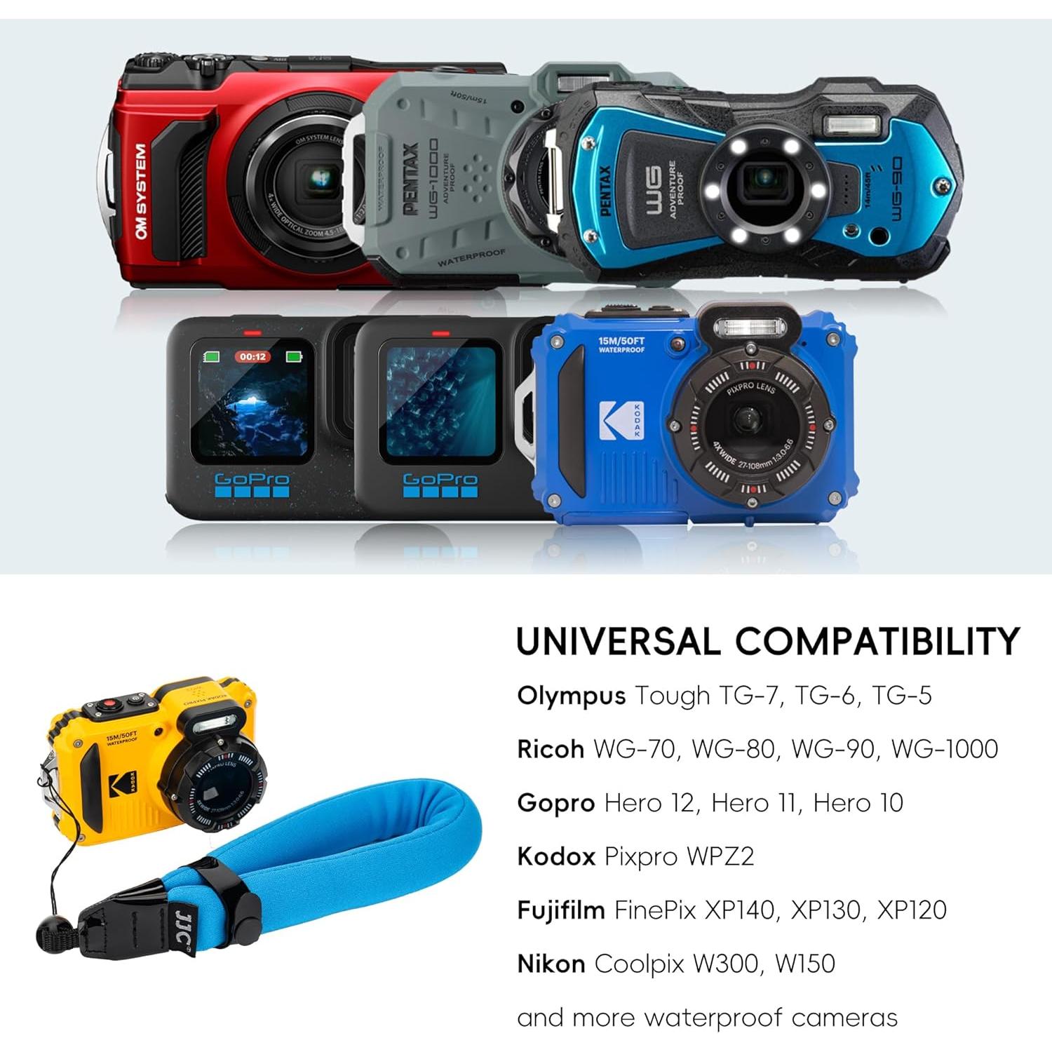 Correa Flotante Impermeable JJC para Cámara Azul - Compatible con Olympus, Kodak, Nikon, GoPro