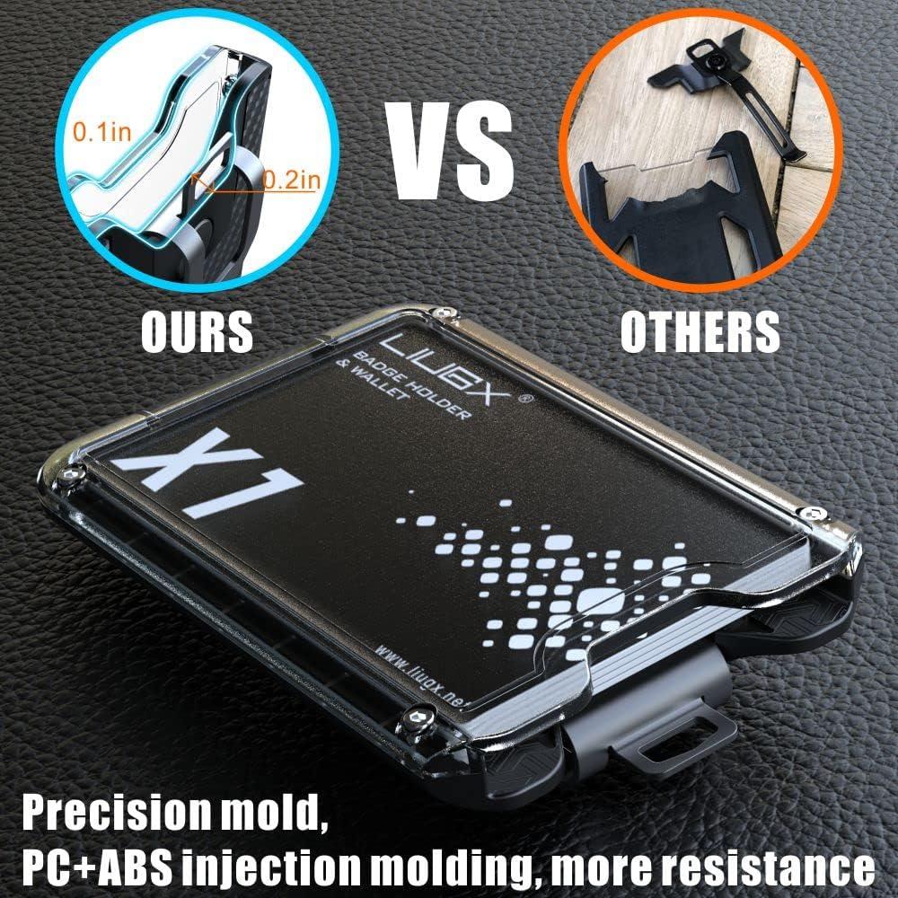 Portatarjetas LIUGX Negro - Policarbonato, Clip Metal, 4 Tarjetas