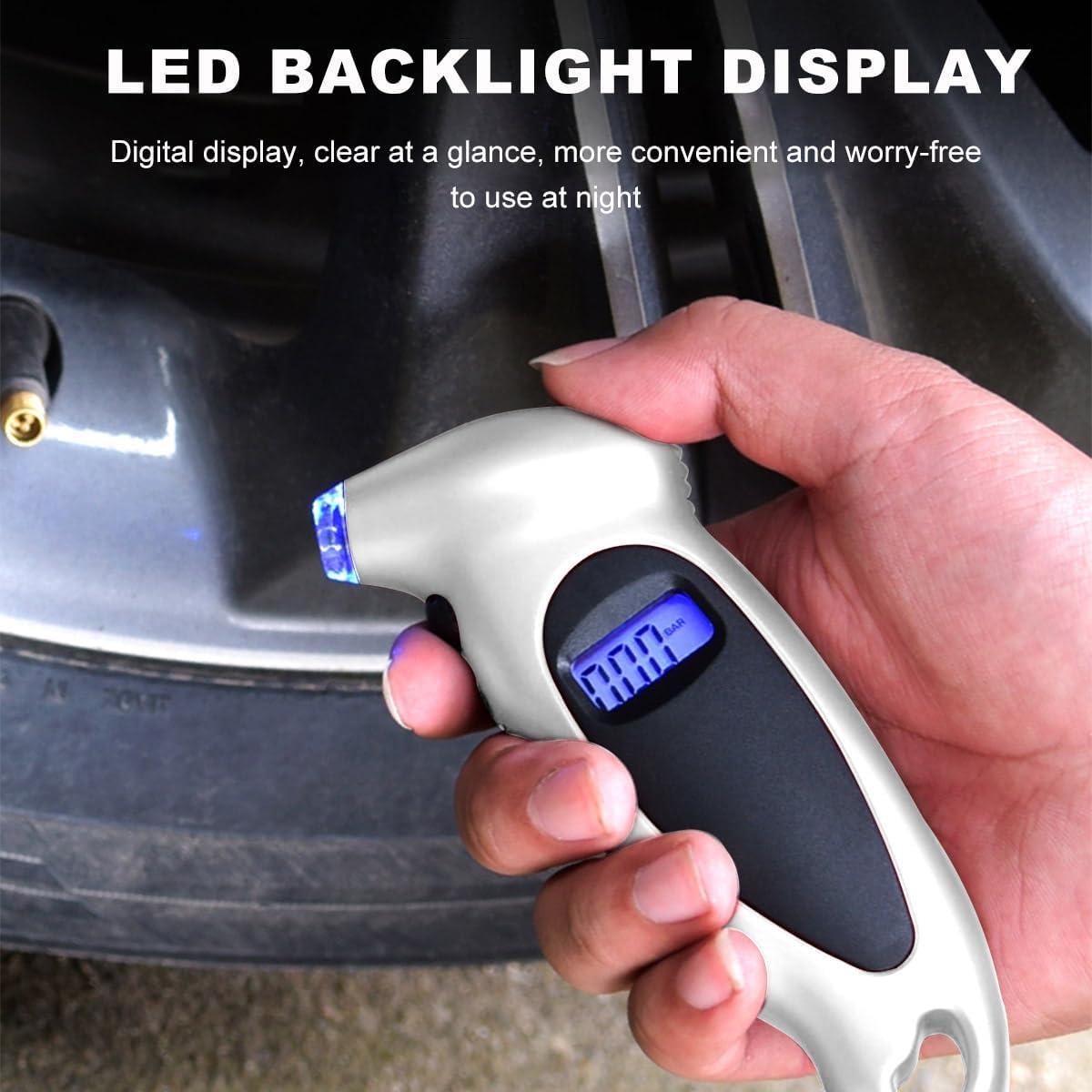 Medidor Digital de Presión de Neumáticos KVAEY 0-10 Bar LCD