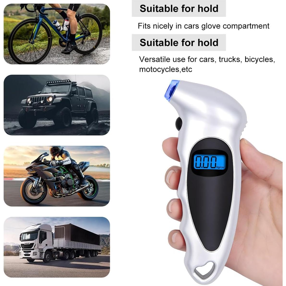 Medidor Digital de Presión de Neumáticos KVAEY 0-10 Bar LCD