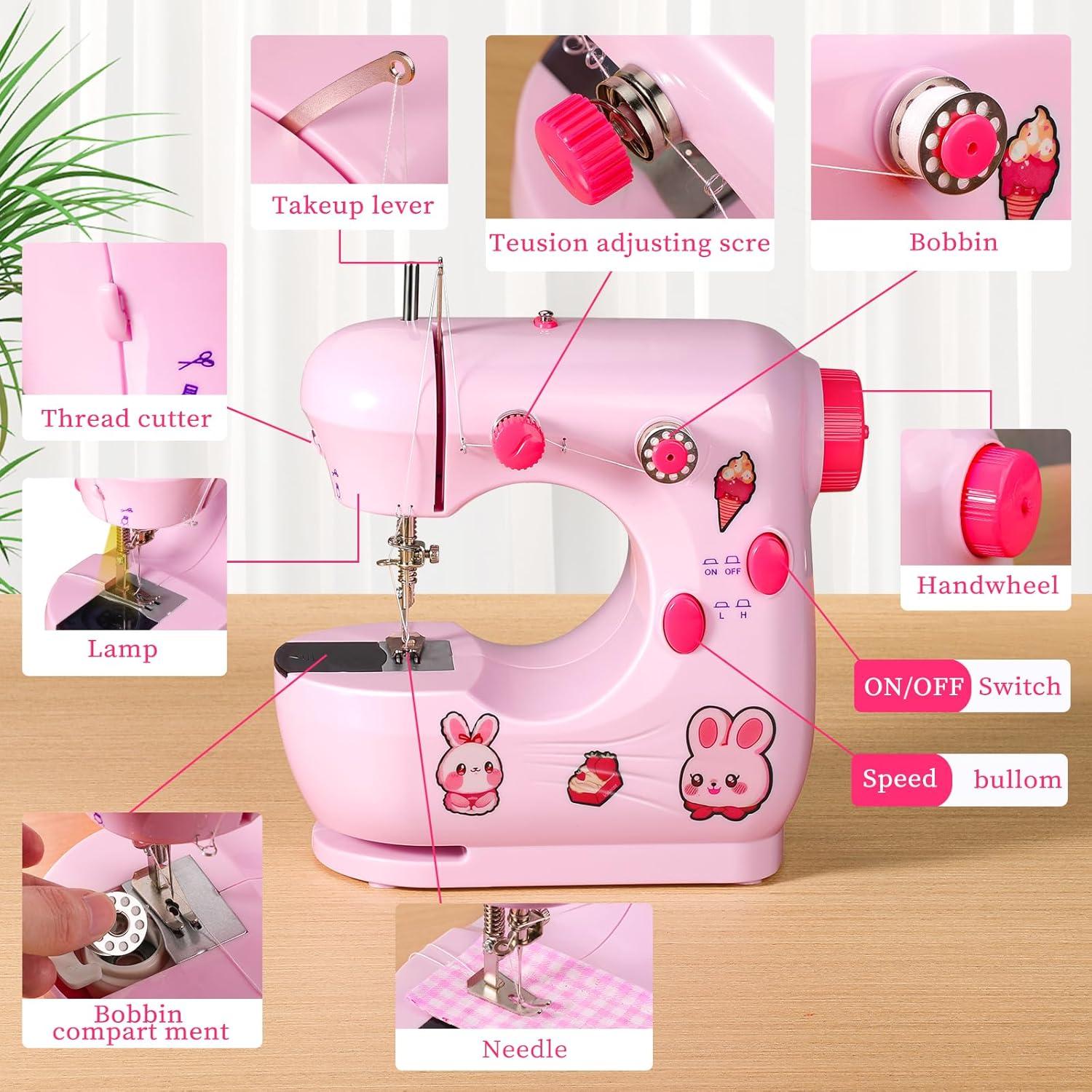 Mini Máquina de Coser Plys Rosa para Principiantes 1.36kg