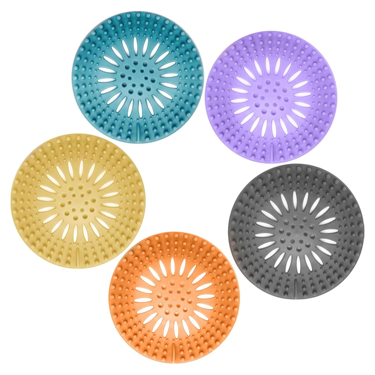 Gotega Captador de Cabello para Drenaje, 5 Piezas Brillantes