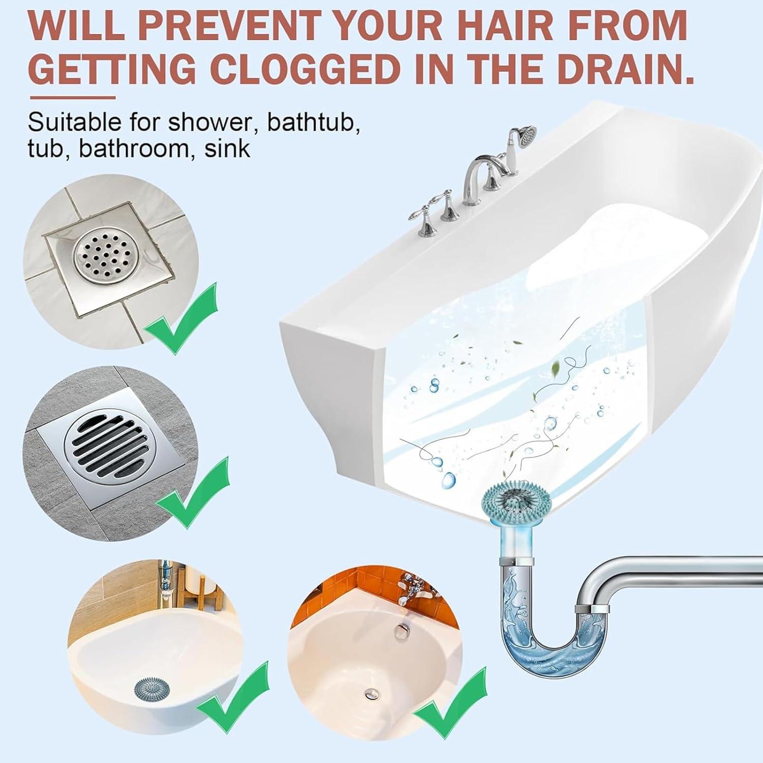 Gotega Captador de Cabello para Drenaje, 5 Piezas Brillantes