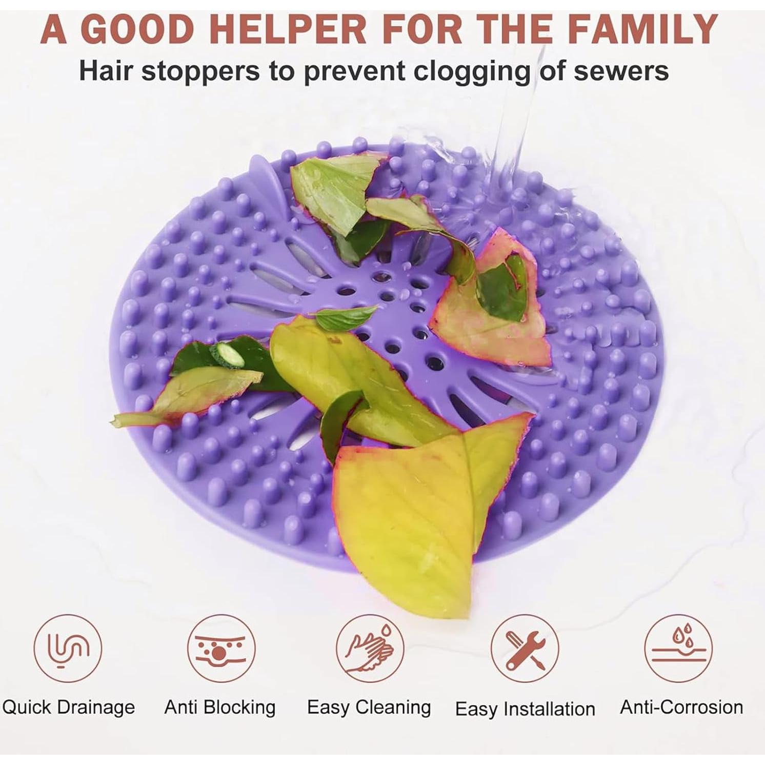 Gotega Captador de Cabello para Drenaje, 5 Piezas Brillantes