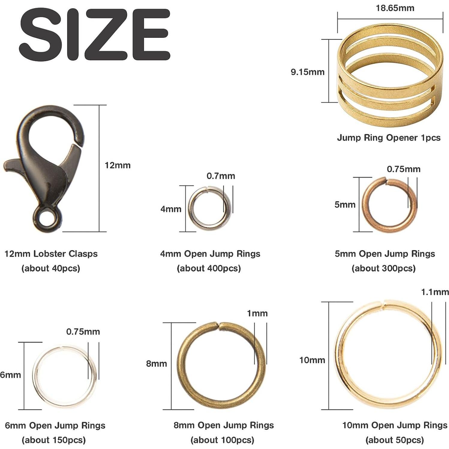 Kit de Anillas Abiertas 1000PCS + 40PCS Cierres Langosta Handyman Crafts