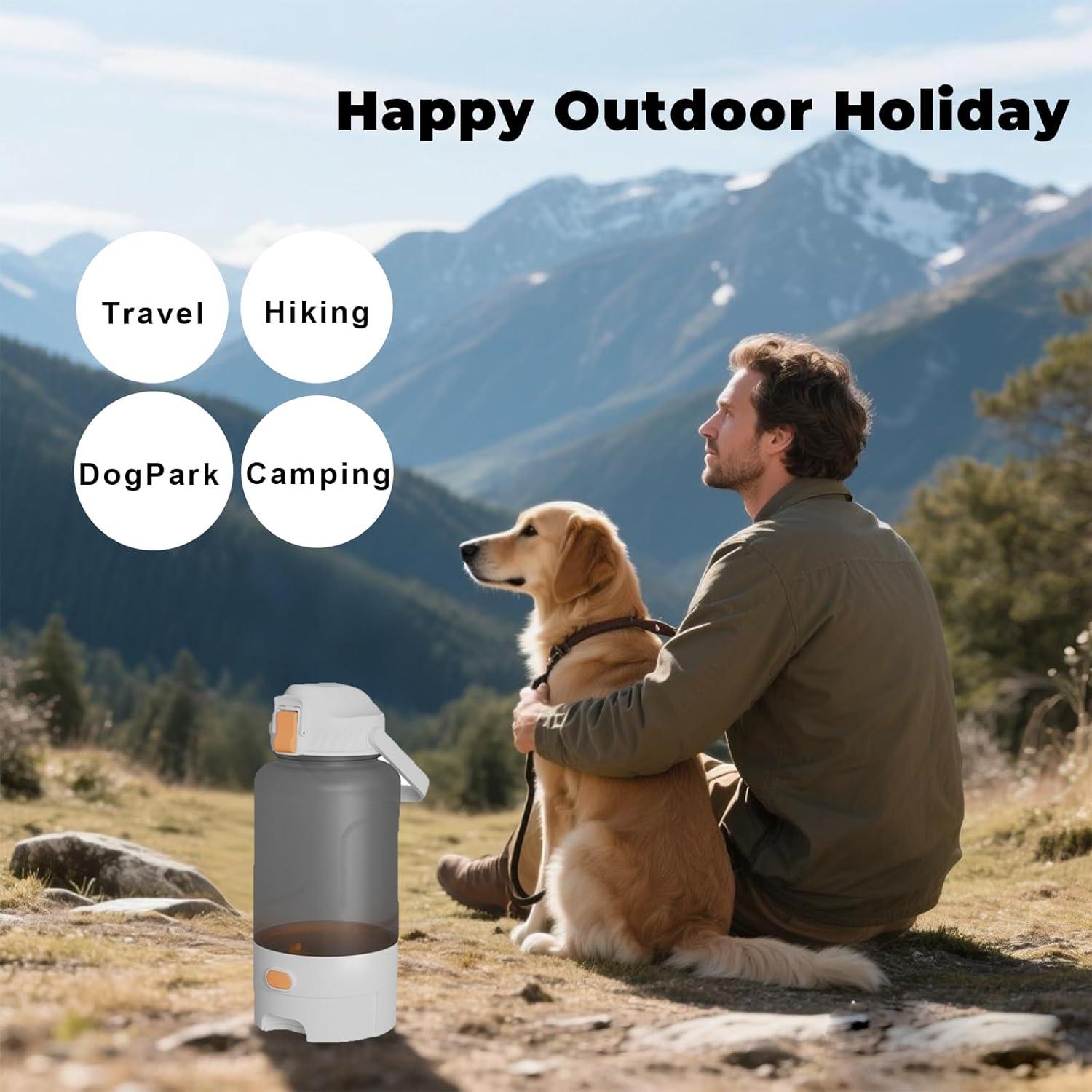 Botella de Agua para Perros ZenQeek 1.5L con Tazón Integrado