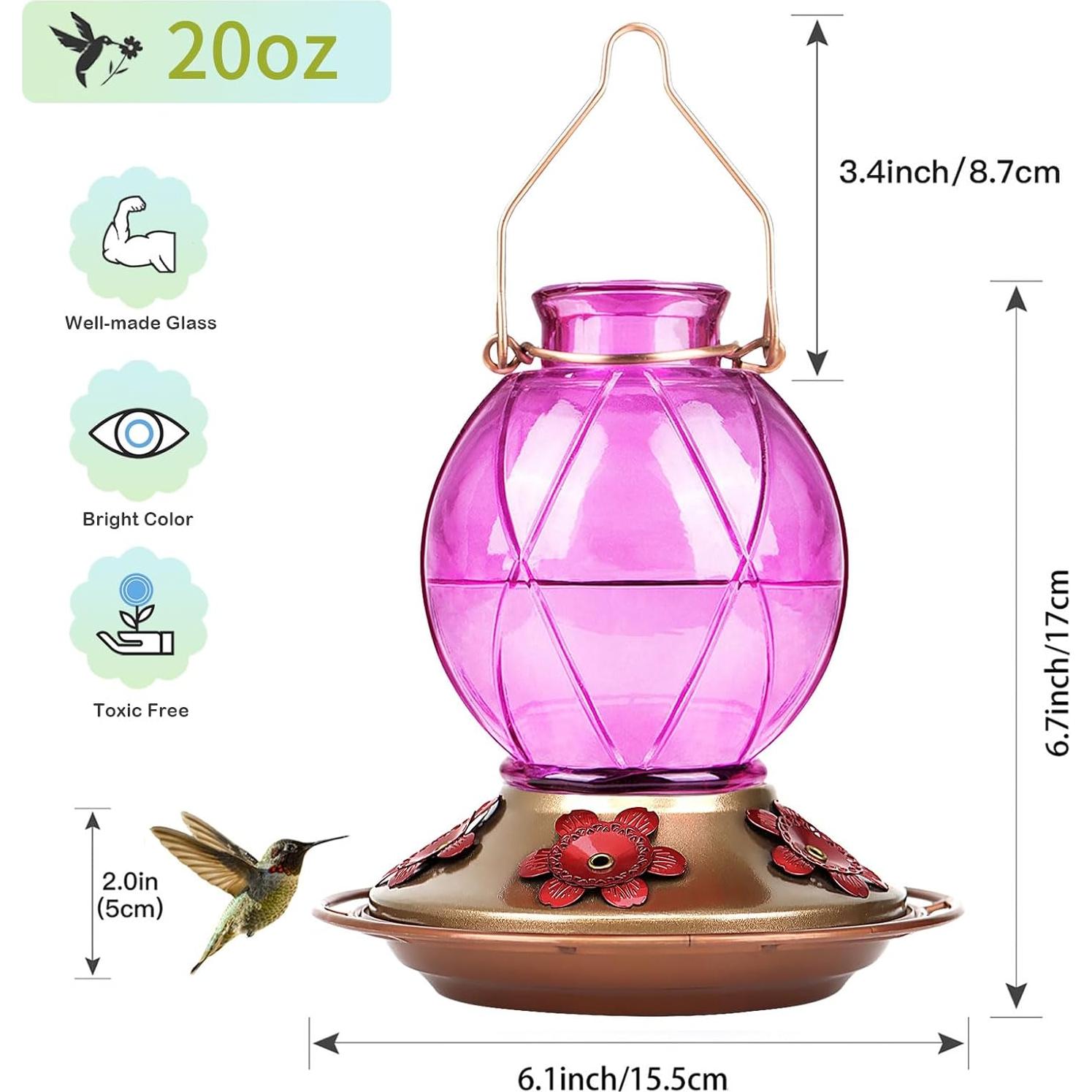 Alimentador de Colibríes BOLITE de Vidrio 591 ml 2 Paquetes