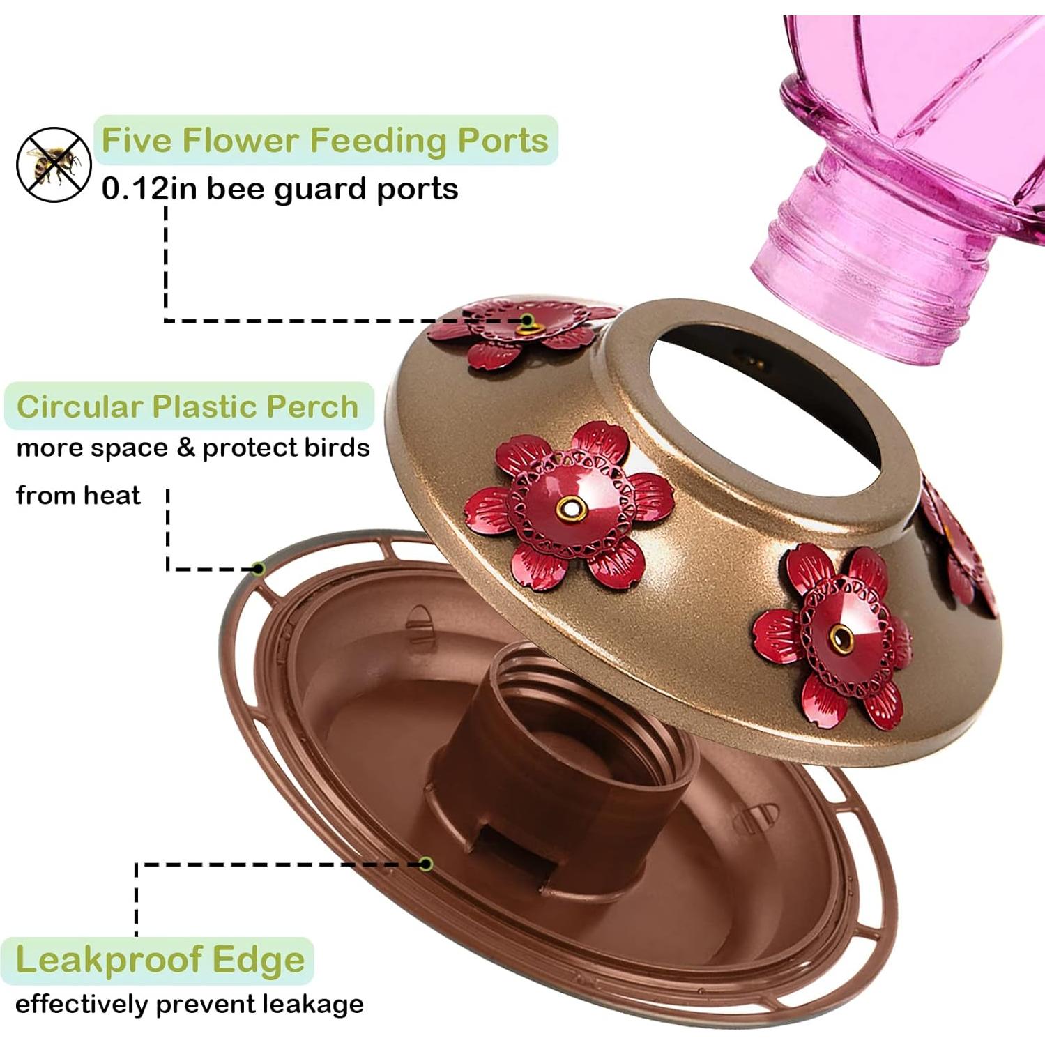 Alimentador de Colibríes BOLITE de Vidrio 591 ml 2 Paquetes